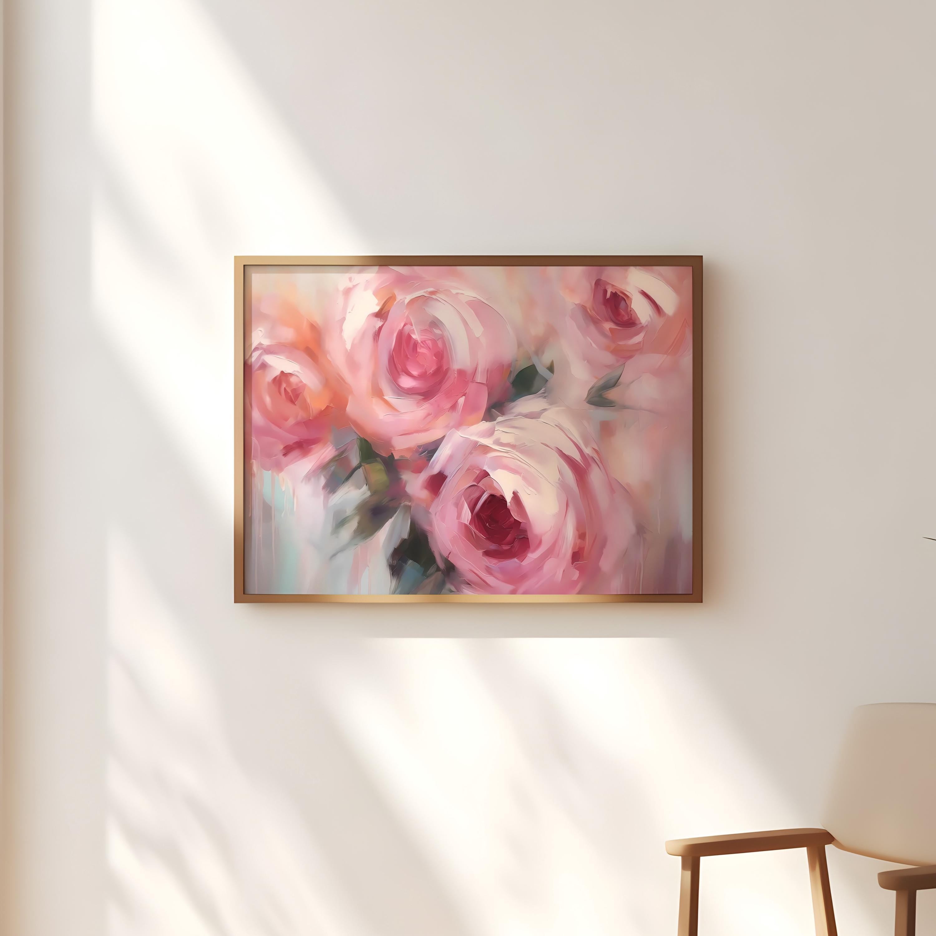 Pastel Blush: Abstract Pink Floral Art Print | Soft & Romantic Framed Wall Decor