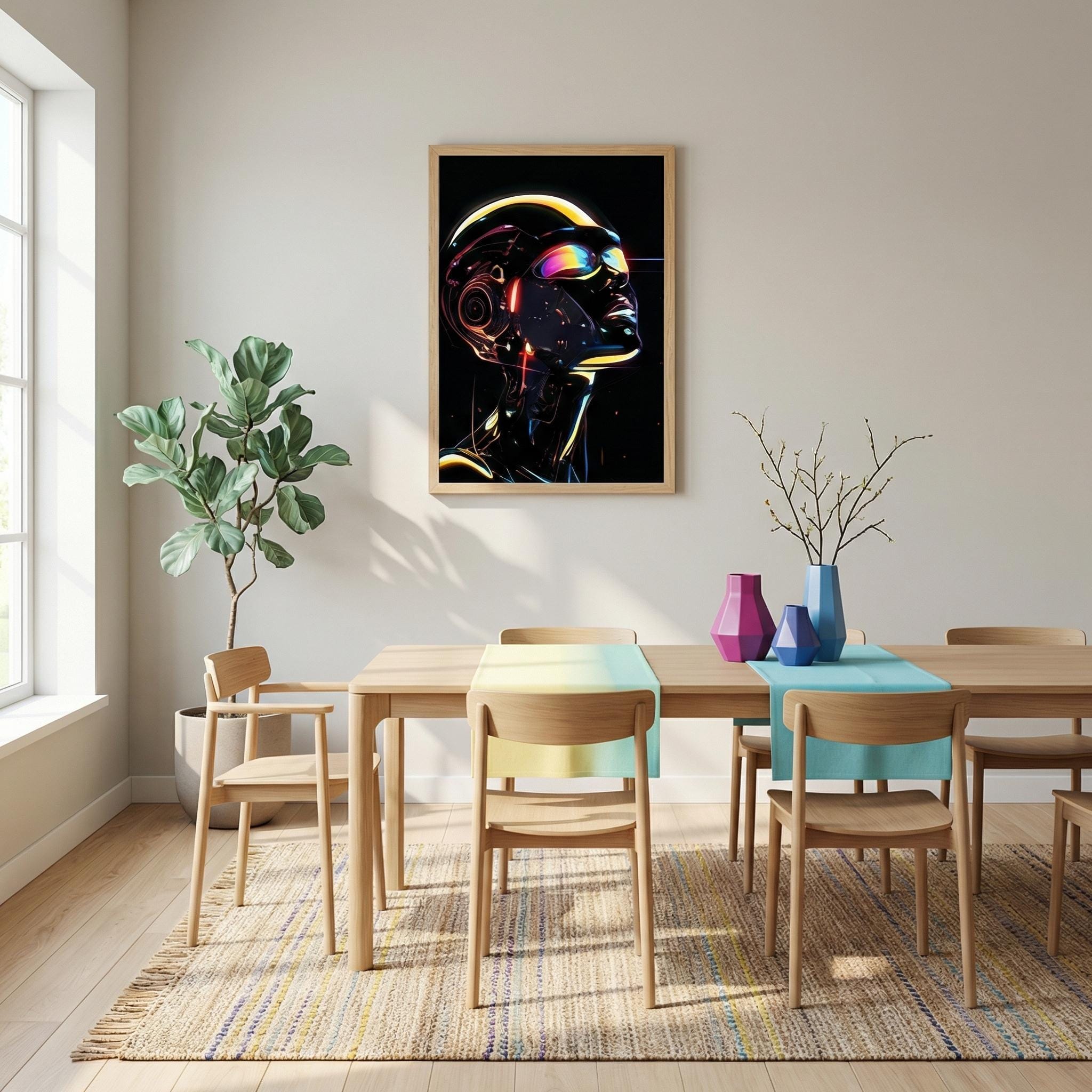 Android's Contemplation Wall Art: Minimalist Celestial Canvas Print