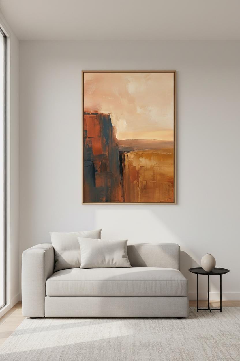 Desert Canyon Art Print - Southwest Wall Decor | Terracotta Cliff Minimalist Landscape