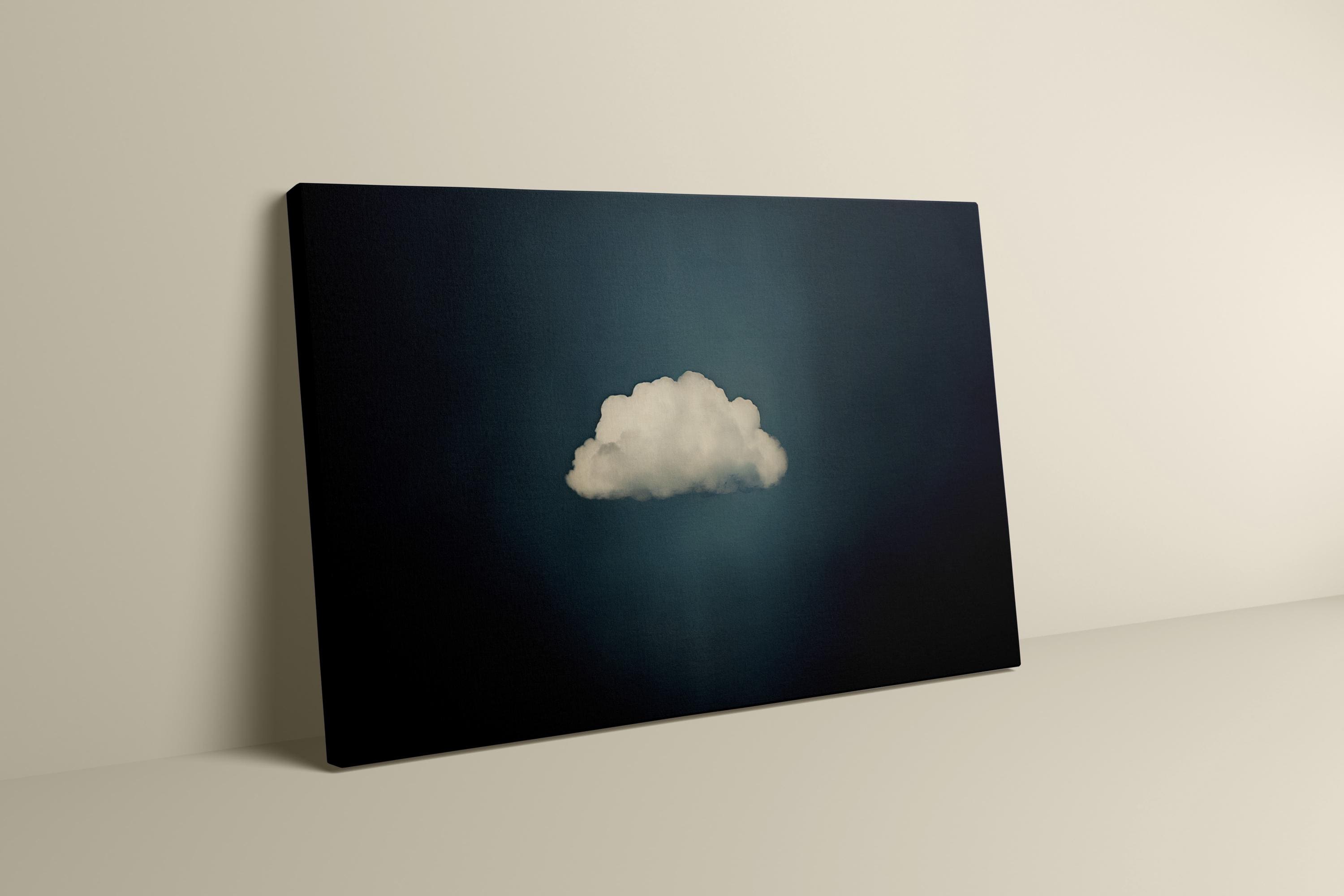 Emerald Serenity: Minimalist Moody Cloud Art Print | Calming Green & Black Wall Decor