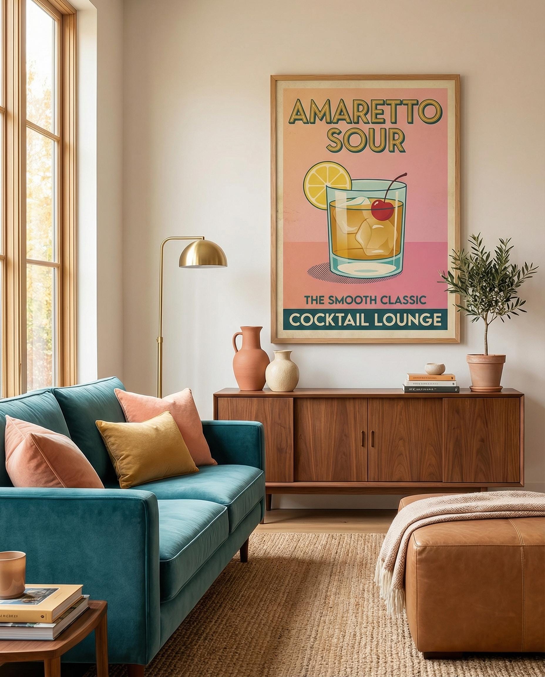 Amaretto Sour Wall Art Print: Modern Cocktail Home Decor