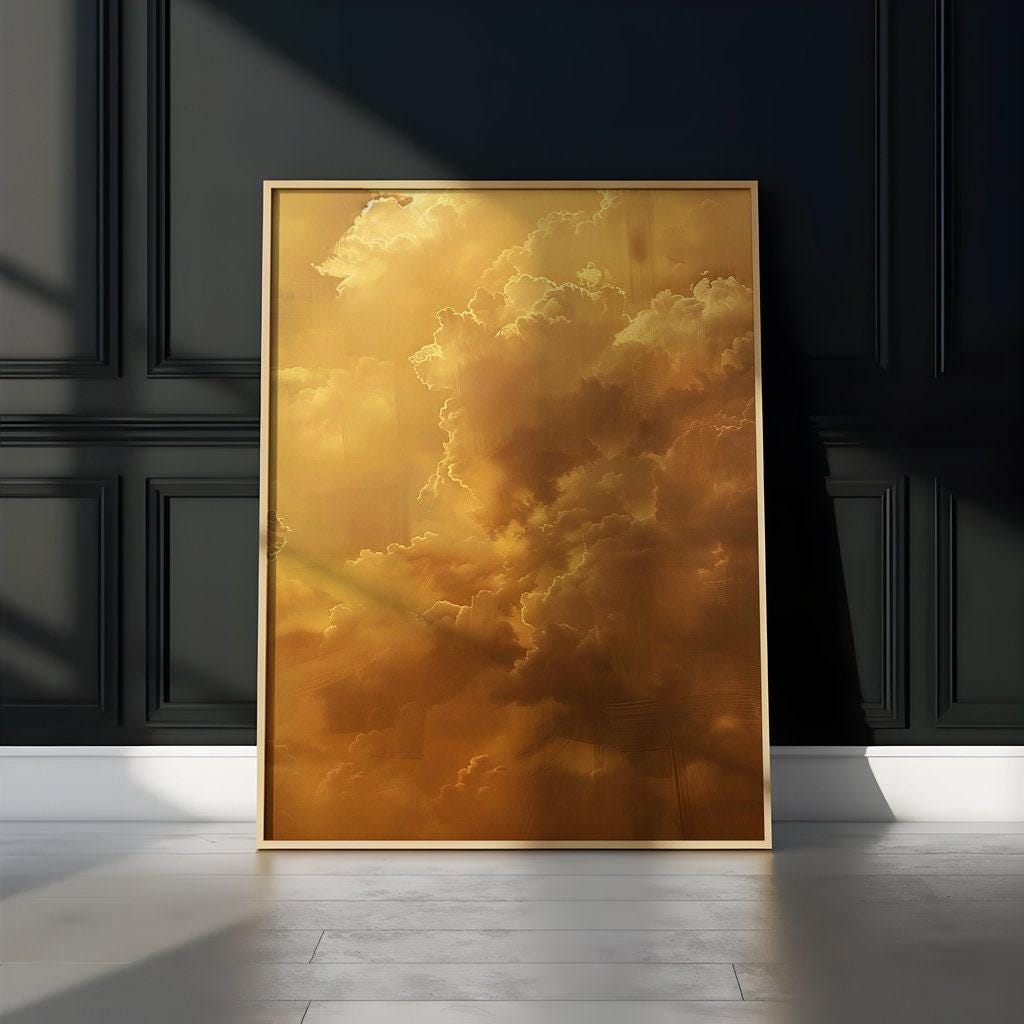 The Golden Firmament: Ethereal & Majestic Golden Cloudscape | Serene & Uplifting Sky Art