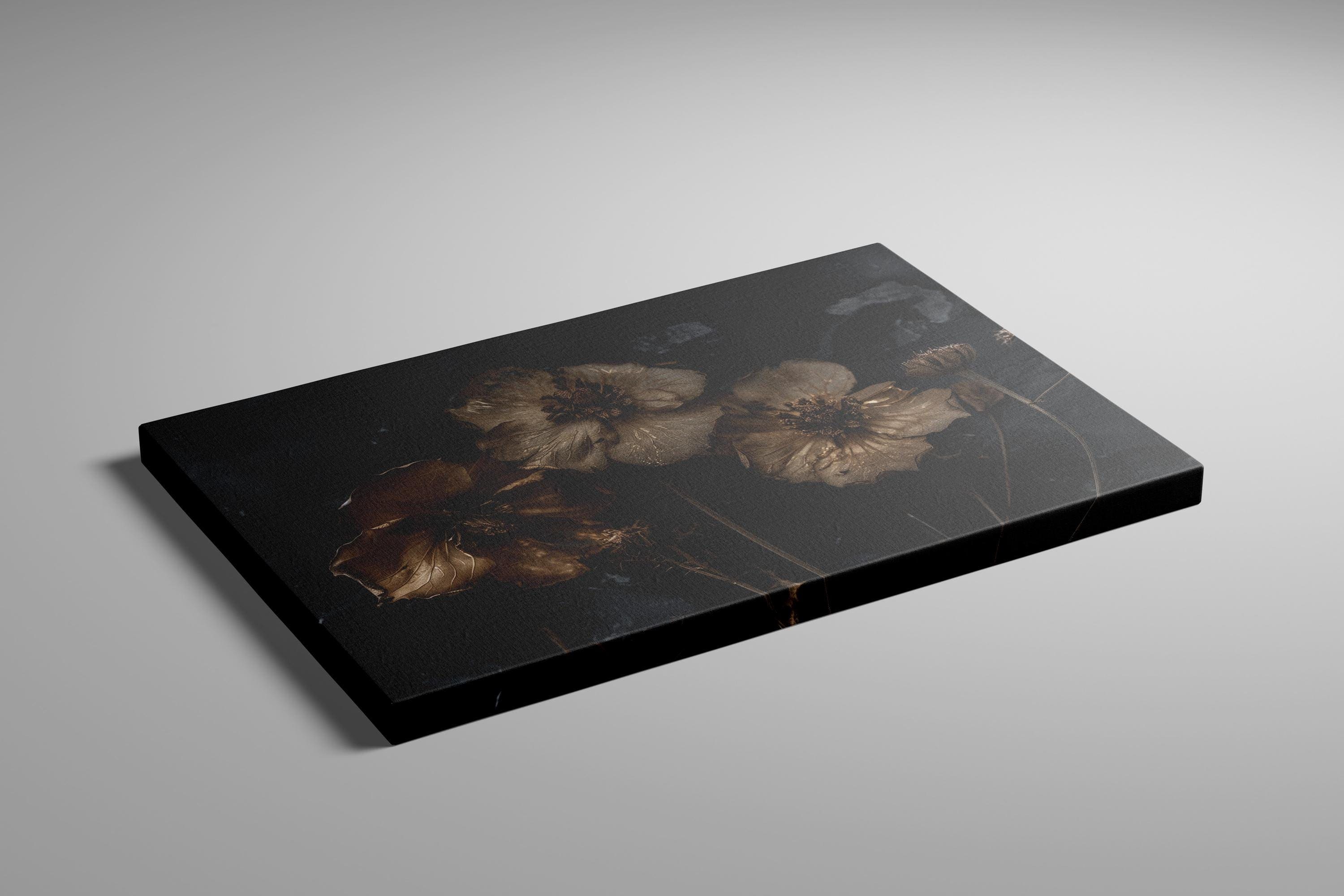 Dark Botanical Prints Set - Moody Wildflowers, Vintage Rustic Style
