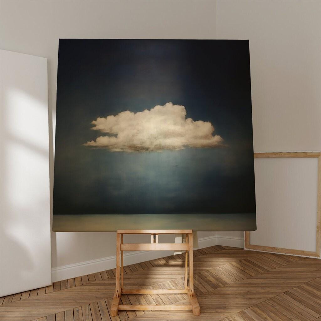 Moody Clouds Wall Art: Vintage Minimalist Print (Muted Palette)