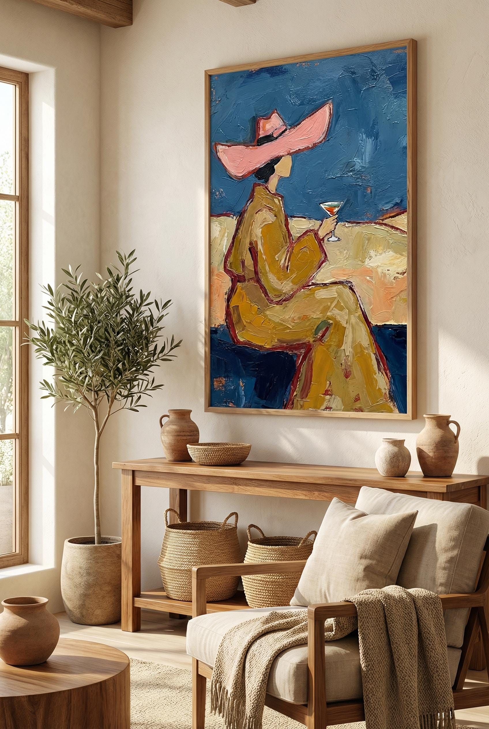 Pink Cowgirl Wall Art Print - Abstract Drink Design