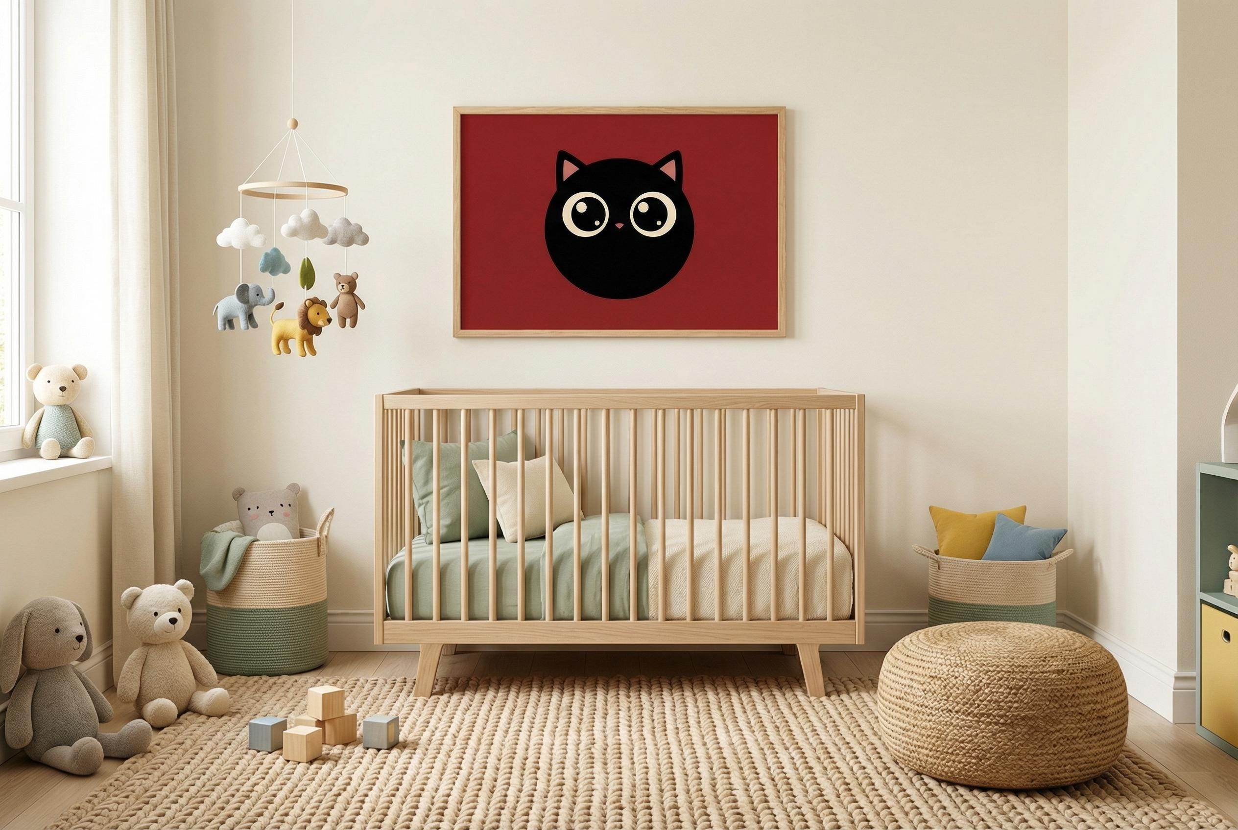 Red Owl Wall Art Print - Japanese Minimalist Style