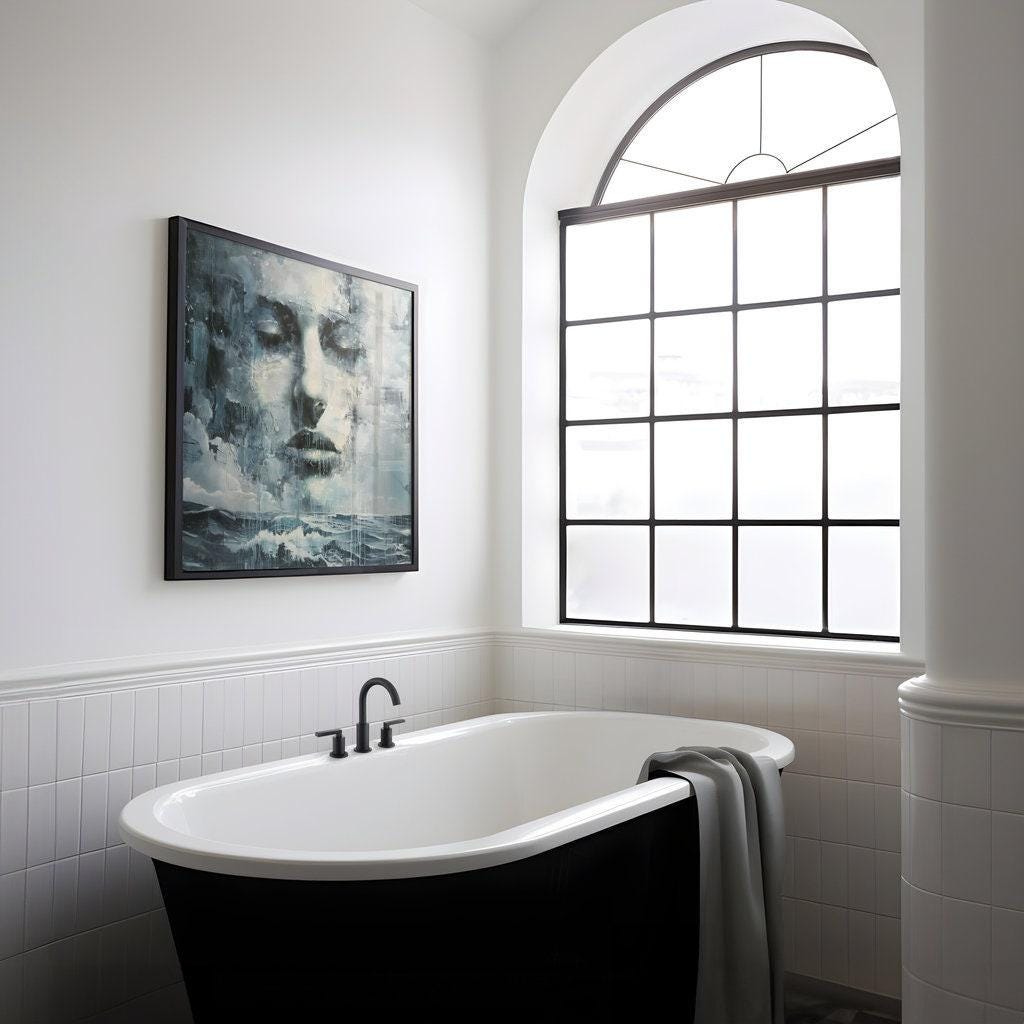 The Storm Within: Moody Abstract Face & Landscape Art | Dramatic & Contemplative Wall Decor
