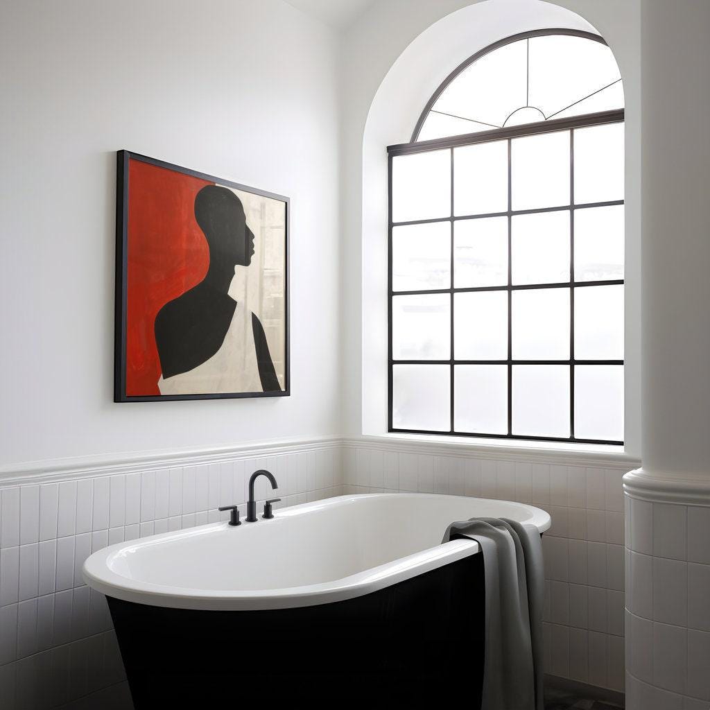 The Red Statement: Bold Minimalist Silhouette Canvas Art | Modern Red & Black Wall Decor