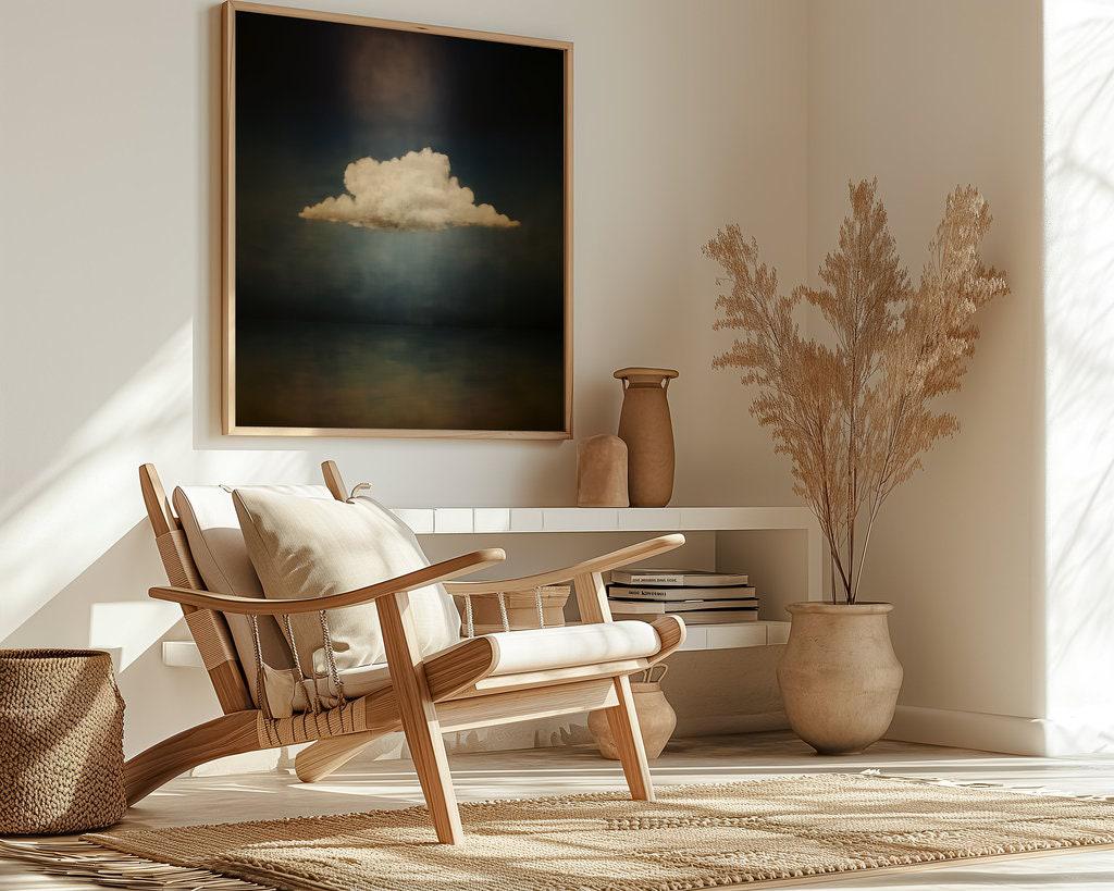 Vintage Moody Cloud Art - Minimalist Wall Decor | Serene Cloudscape Print