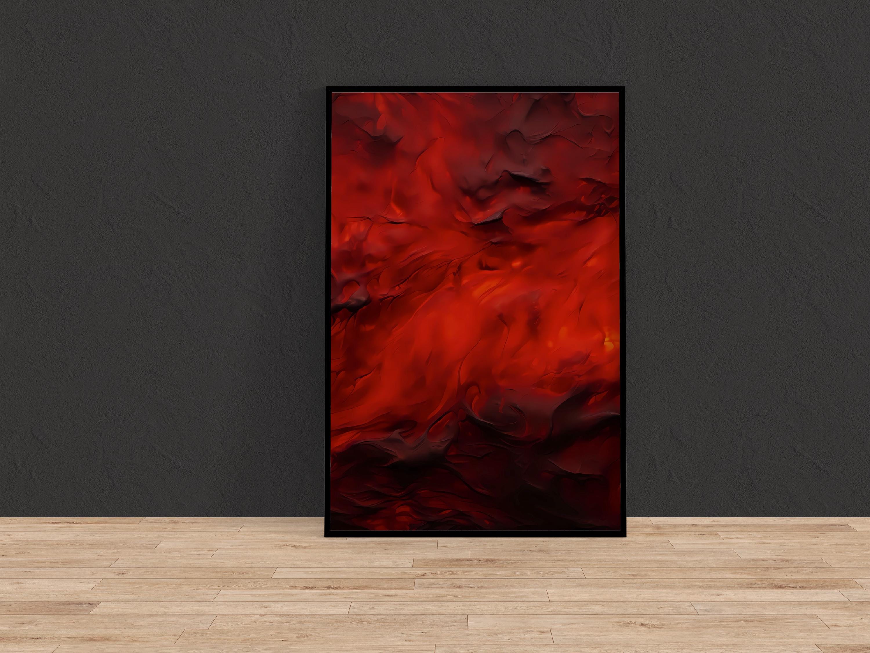 Fiery Essence: Red & Orange Abstract Art | Vibrant, Energetic Wall Decor