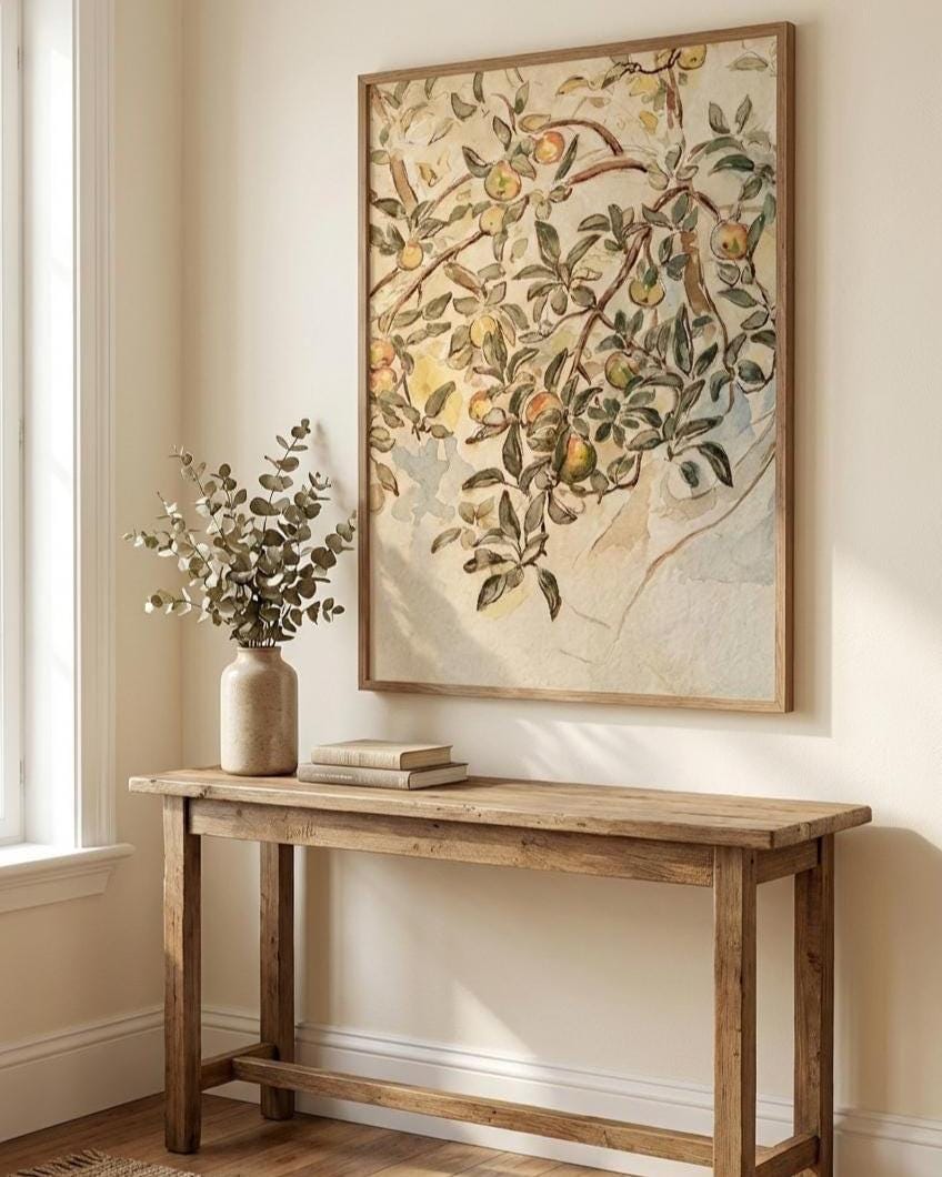 Vintage Apple Tree Print – Rustic Fruit Illustration | Botanical Wall Art
