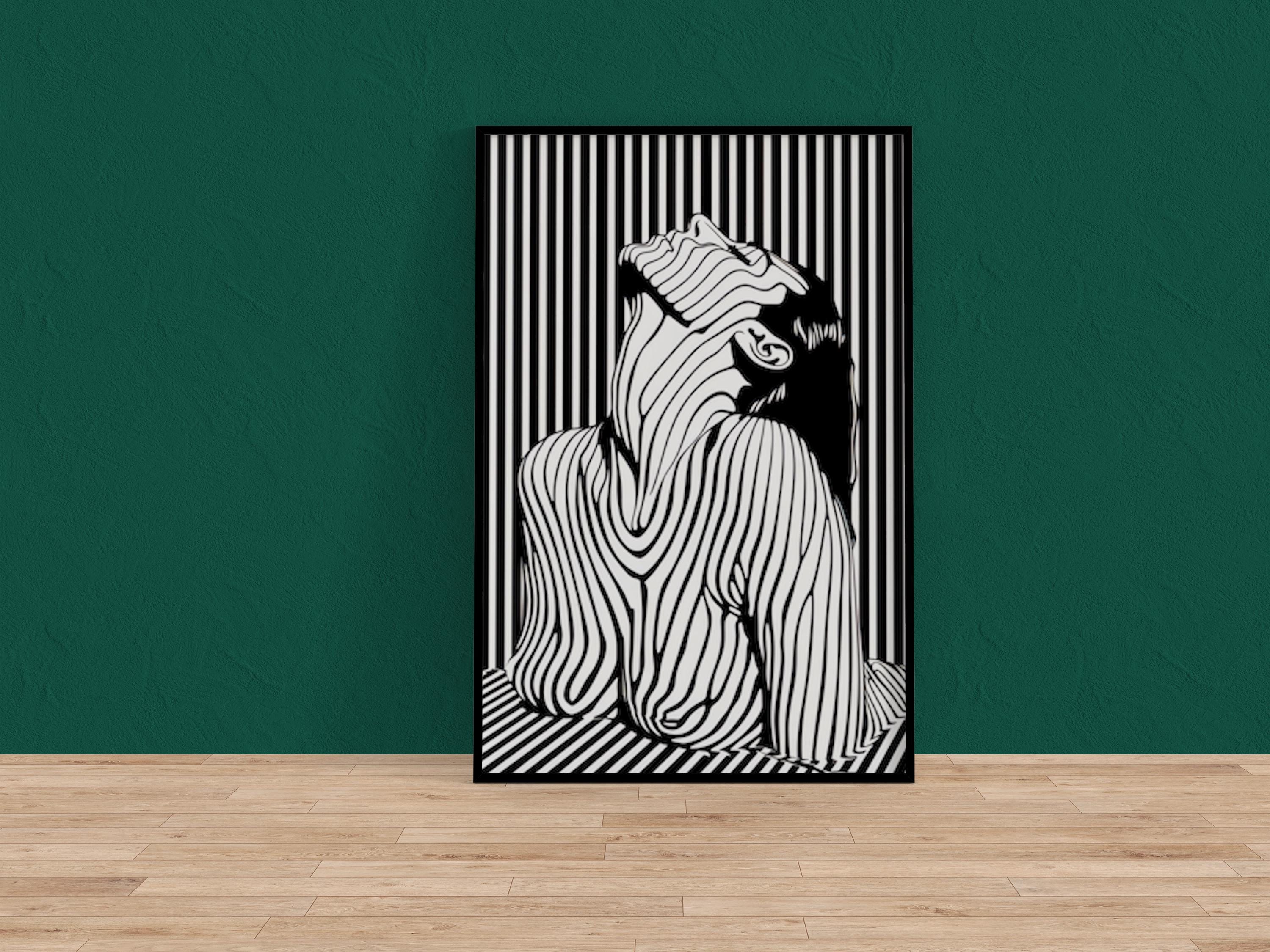 Canvas Art, Monochrome Marvel: Apollonia Saintclair Inspired Line Art Immersive Live Art