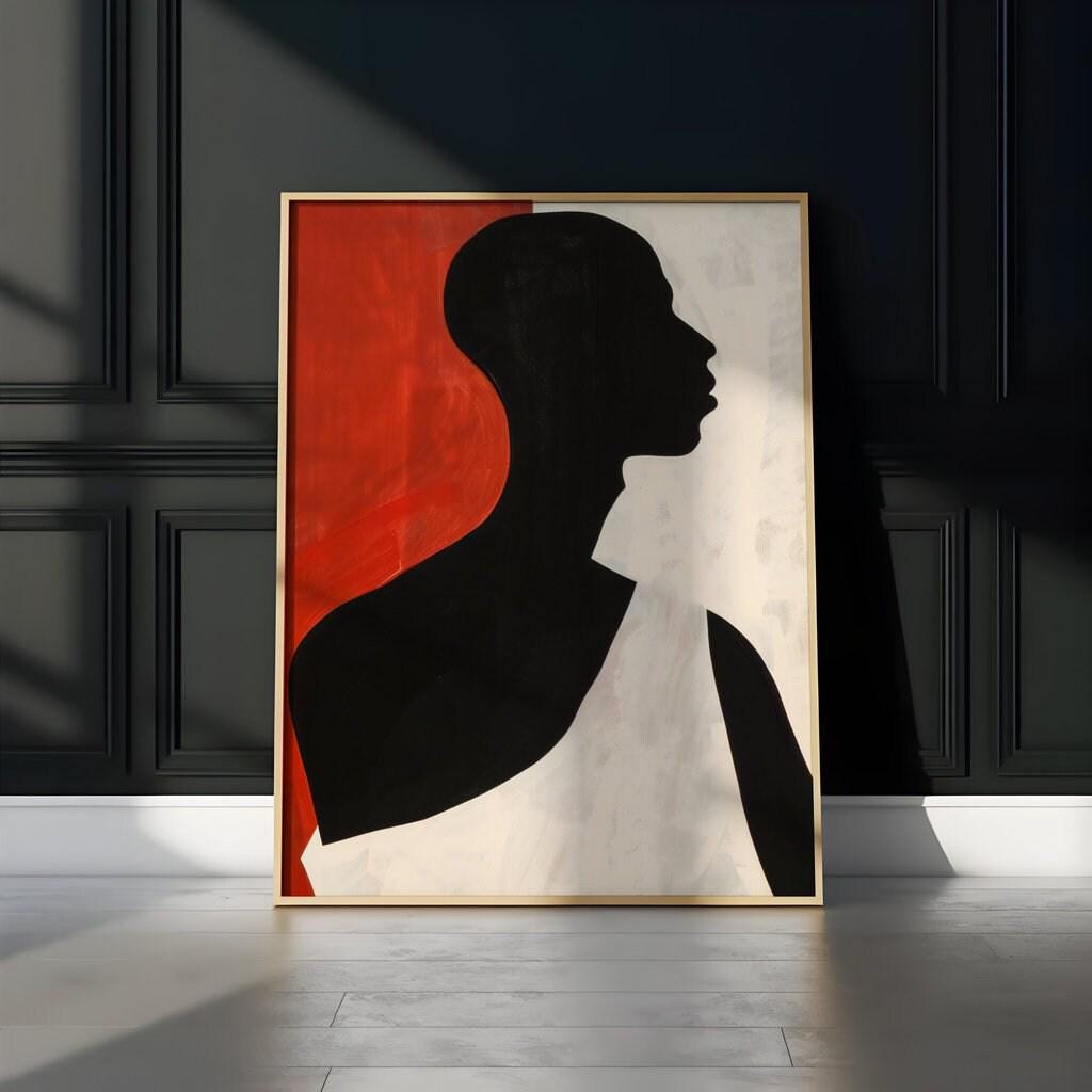 The Red Statement: Bold Minimalist Silhouette Canvas Art | Modern Red & Black Wall Decor