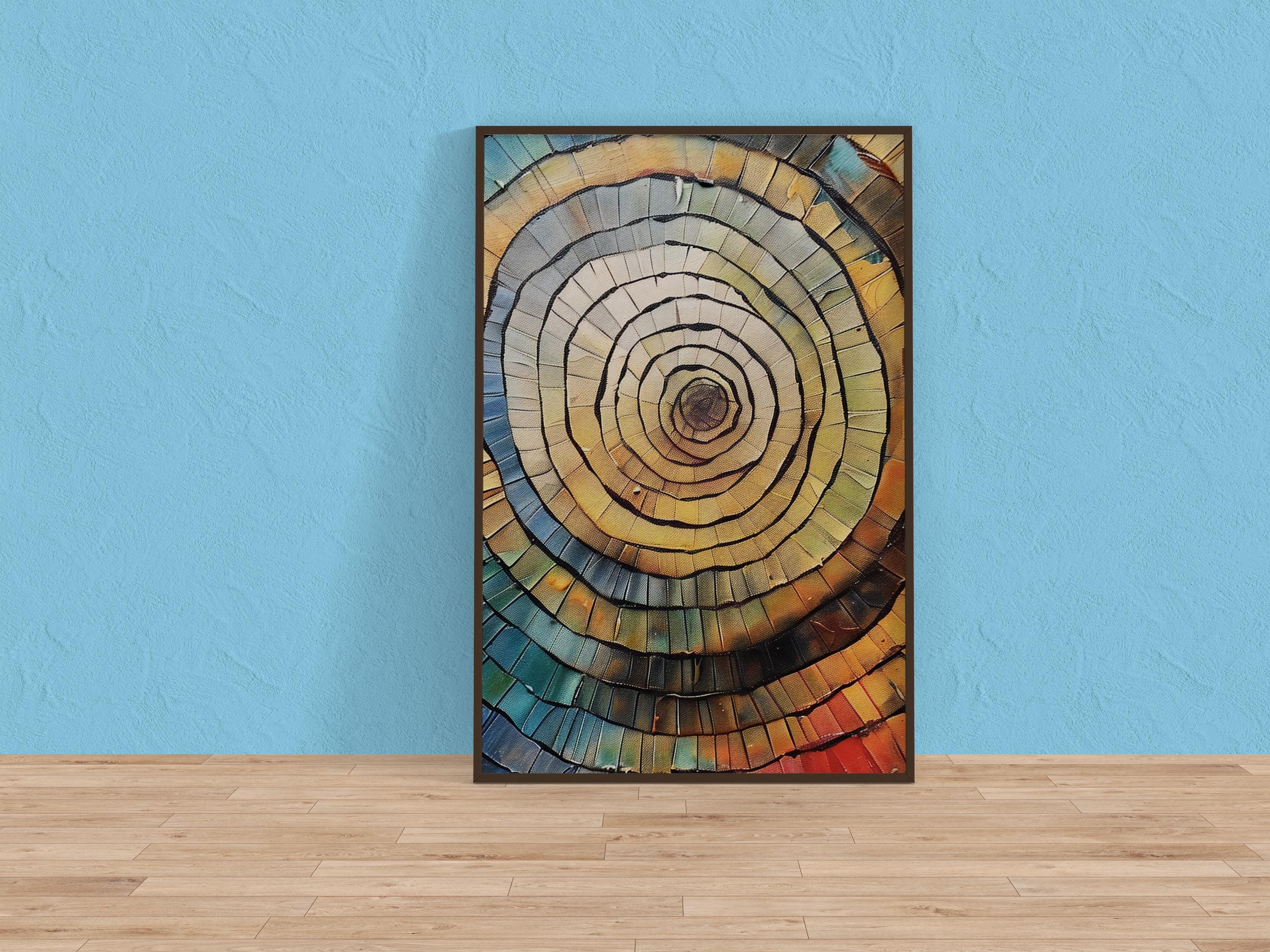 Tree of Life Rings: Vibrant Abstract Mosaic Canvas Art | Colorful & Modern Wall Decor