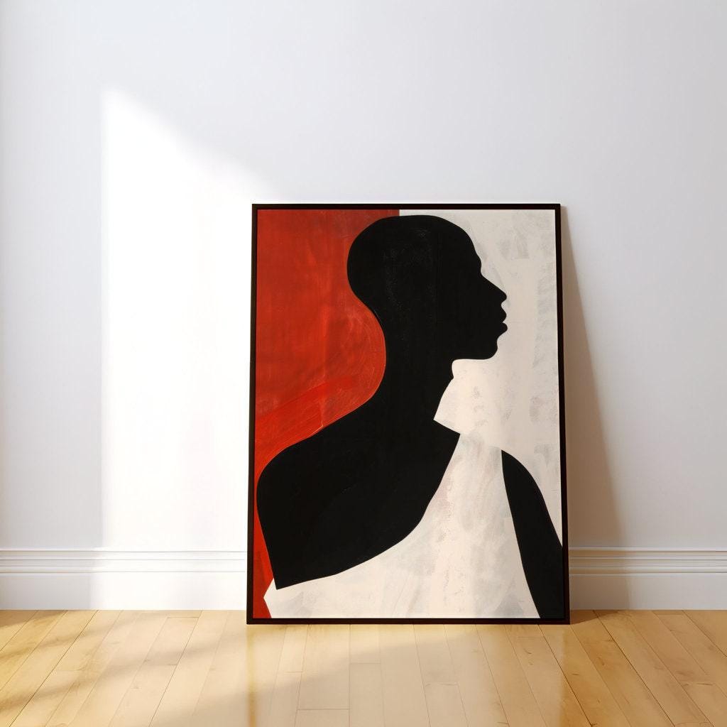 The Red Statement: Bold Minimalist Silhouette Canvas Art | Modern Red & Black Wall Decor