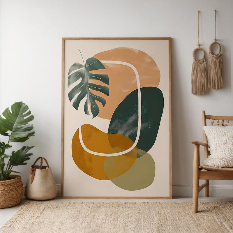 Mid Century Modern Art - Abstract Leaf Wall Print | Boho Chic Tropical Decor