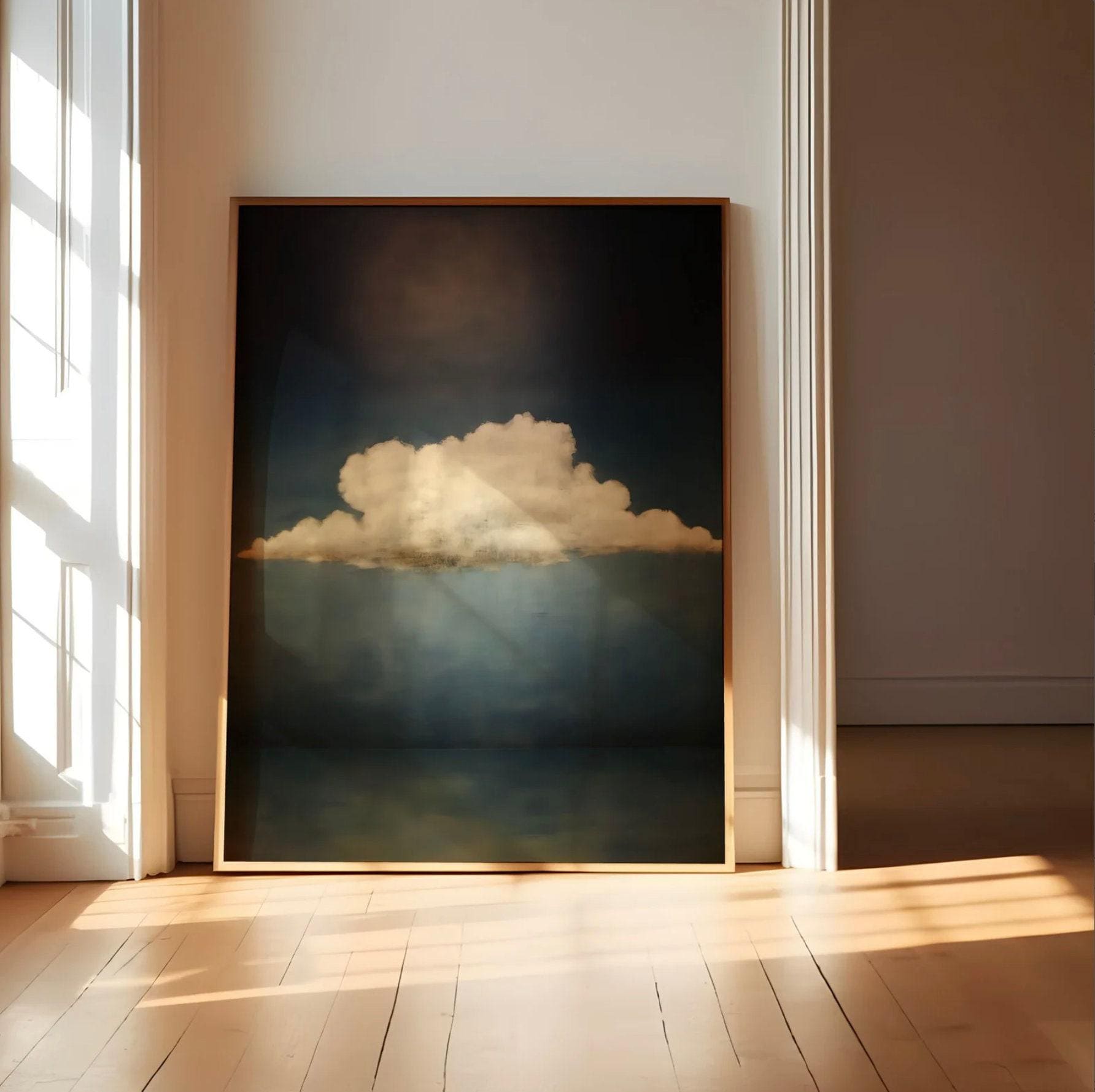 Vintage Moody Cloud Art - Minimalist Wall Decor | Serene Cloudscape Print
