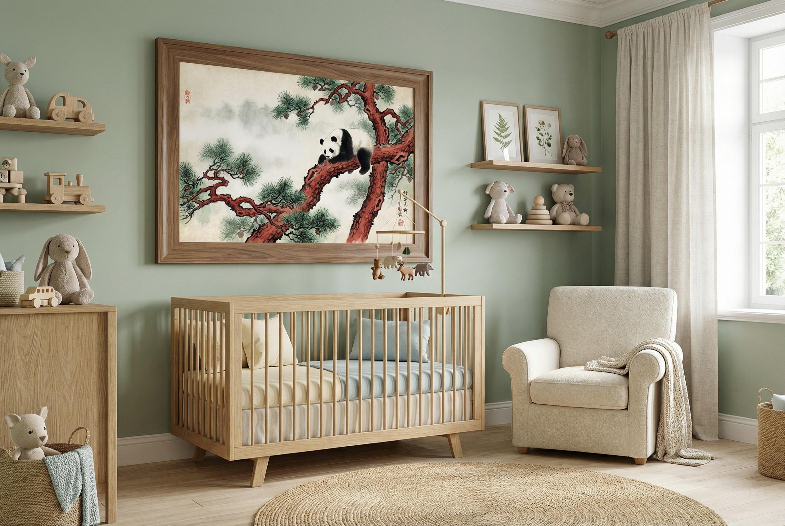 Panda Wall Art: Tree and Nature Design (Framed or Rolled Canvas)