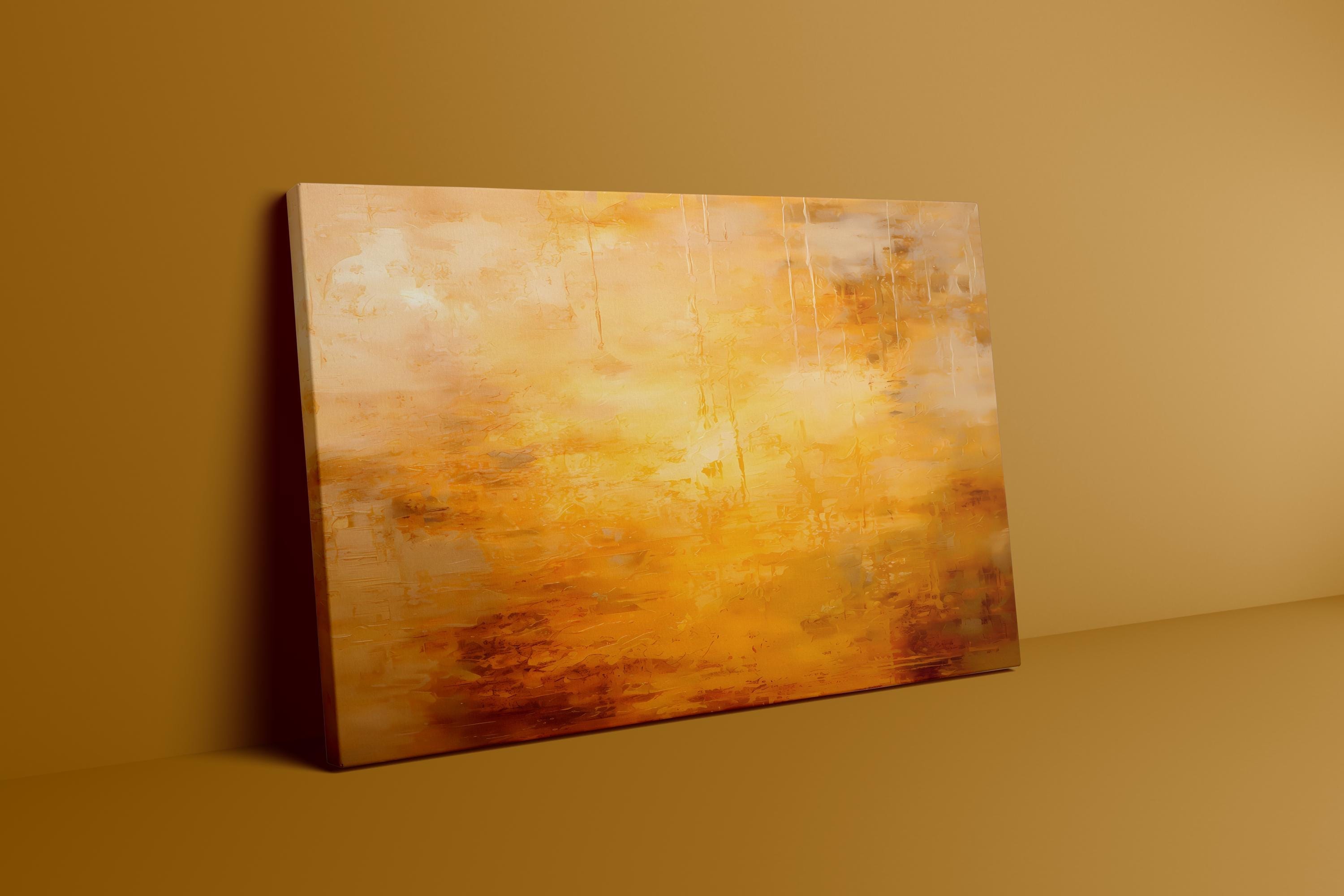 Abstract Wall Art: Gold and Yellow Sunlight - Modern Farmhouse Style