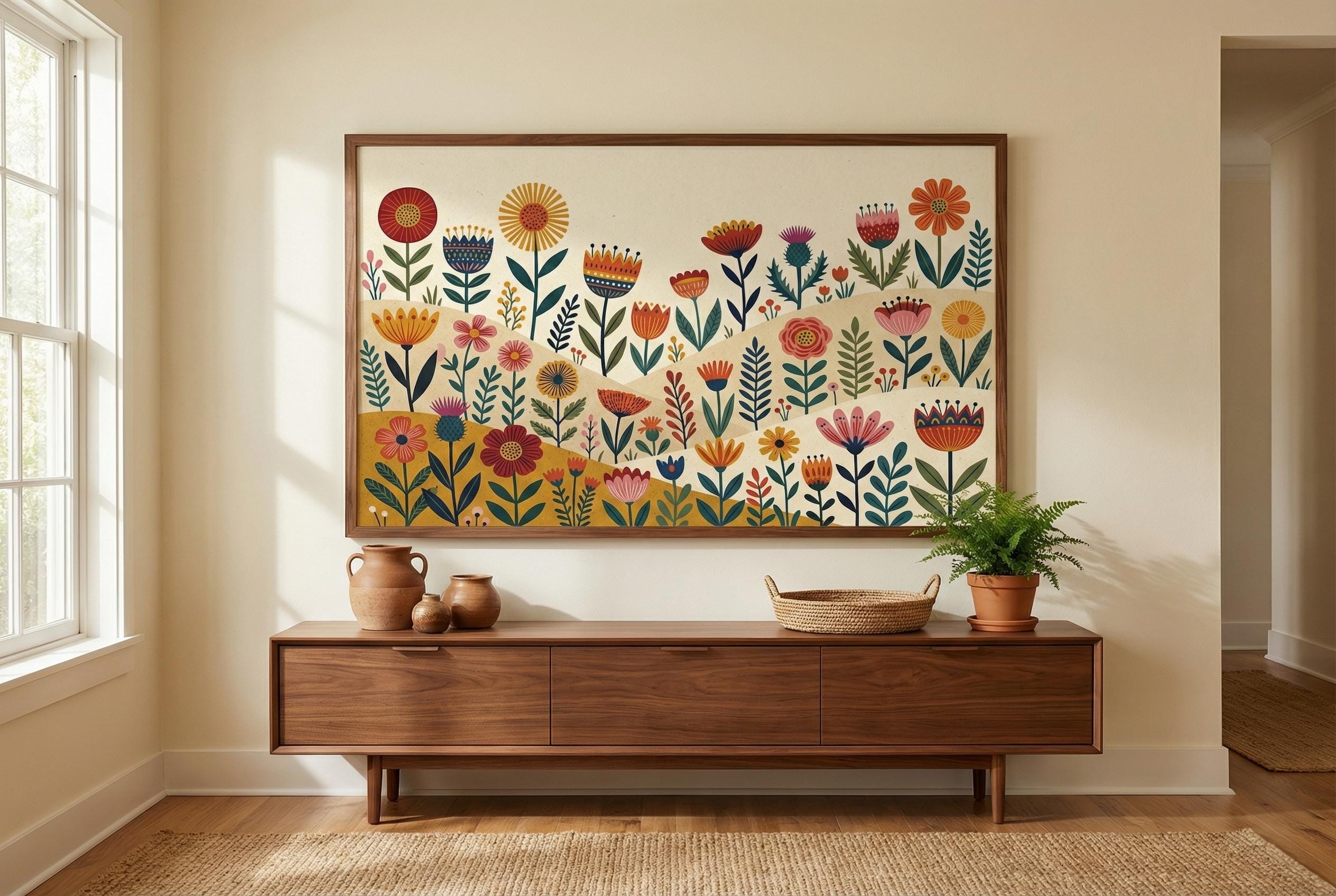 Flower Wall Art Print: Minimalist Botanical Decor (Framed or Canvas)