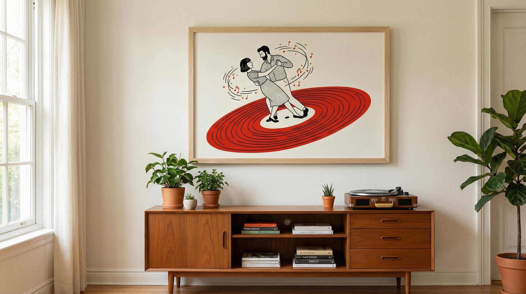 Music Disc Wall Art: Dancing Couple Silhouette - Modern Home Decor