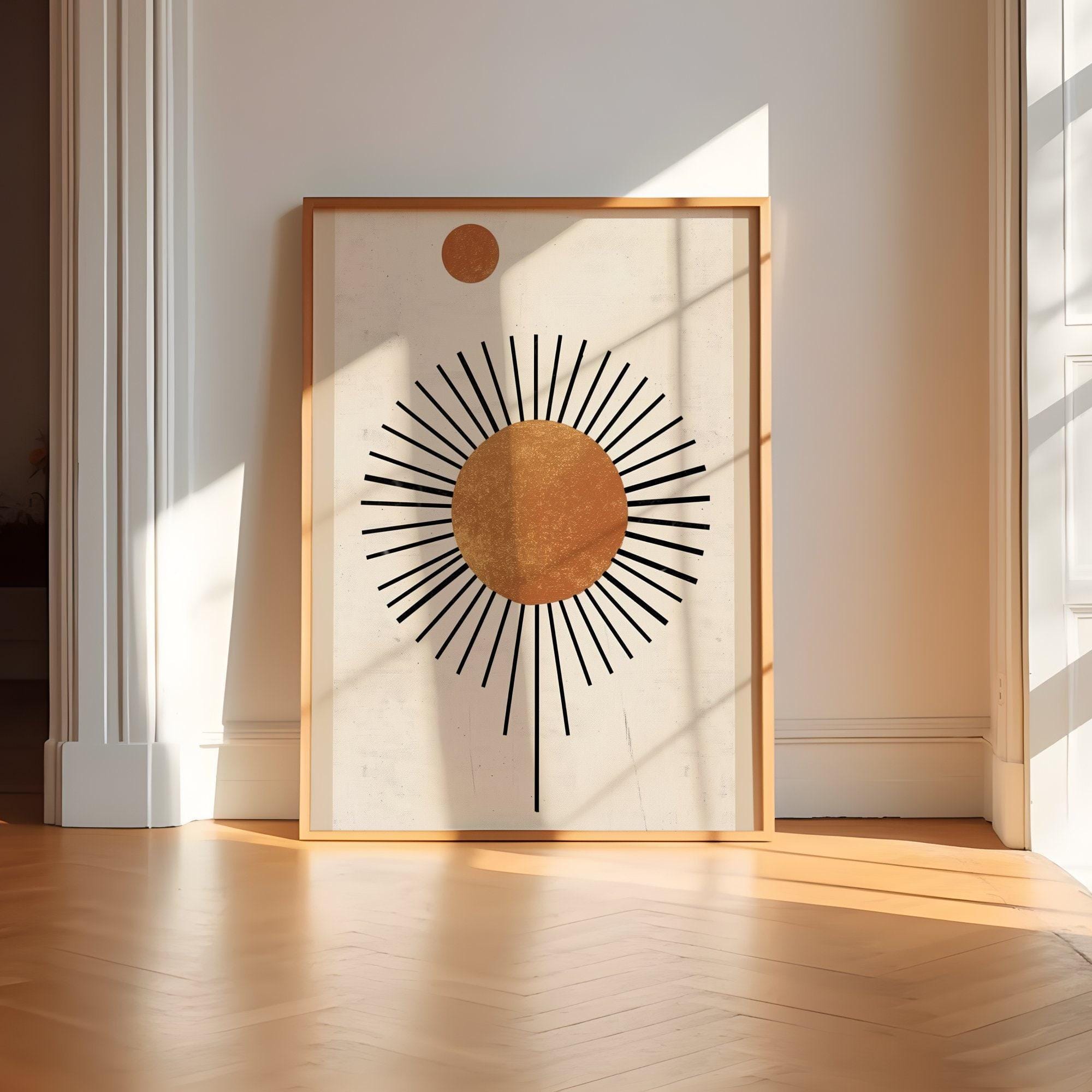 Abstract Sun Illustration: Boho Geometric Design - Minimalist Wall Art