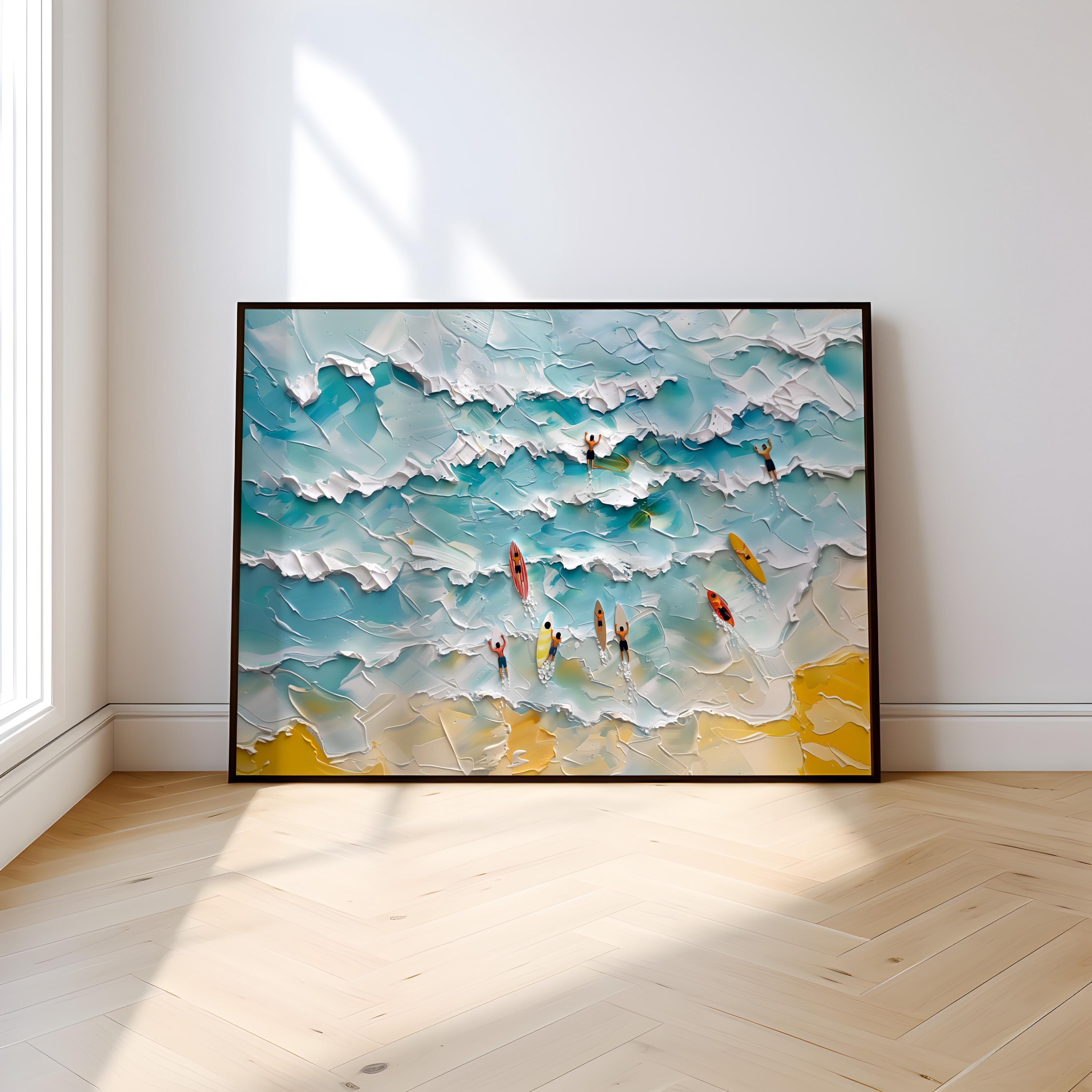 The Summer Pulse: Abstract Surfing & Ocean Art | Modern Minimalist Coastal Wall Decor