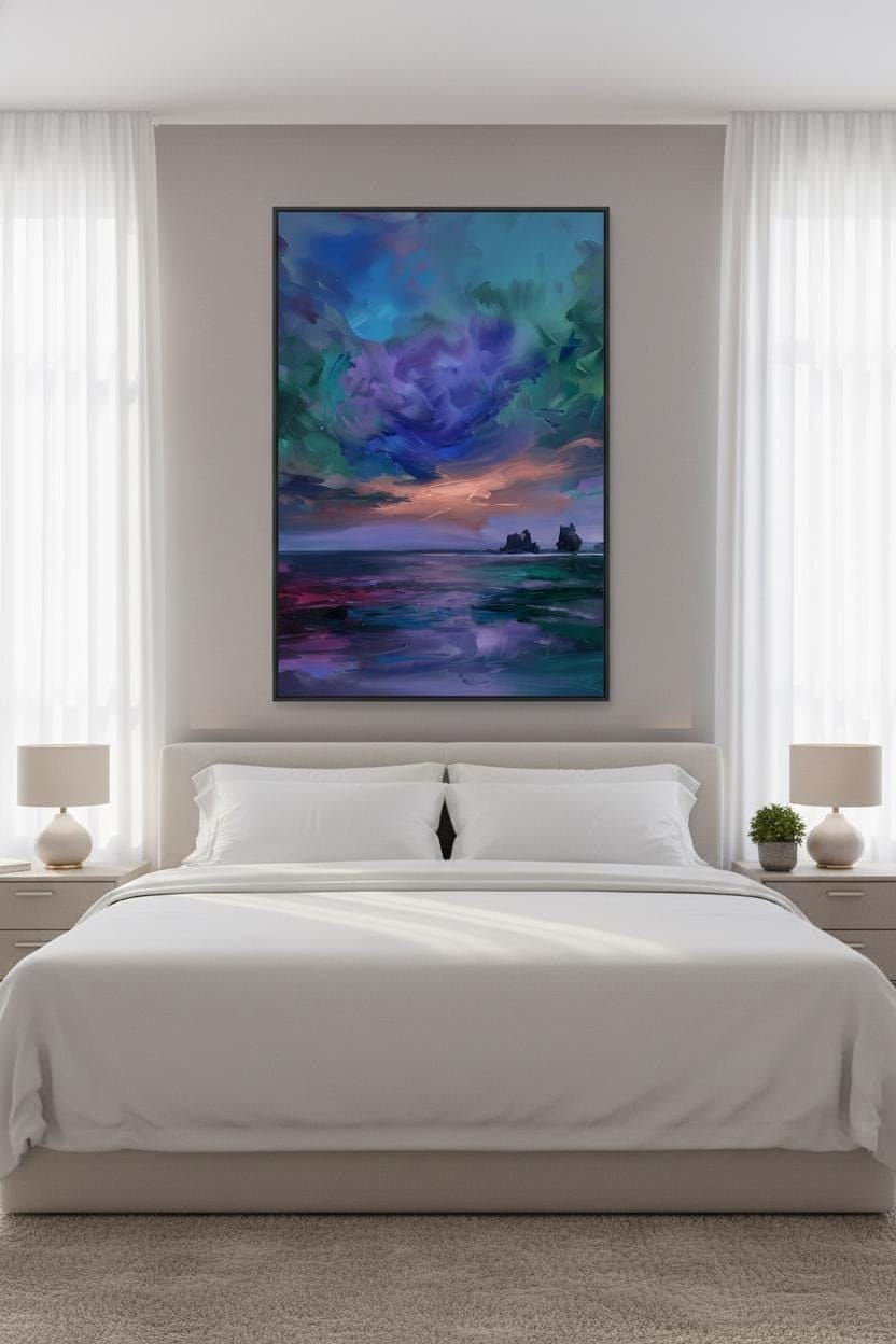 Sunset Sky Art Print - Vibrant Landscape Decor With Fiery Orange & Dramatic Clouds