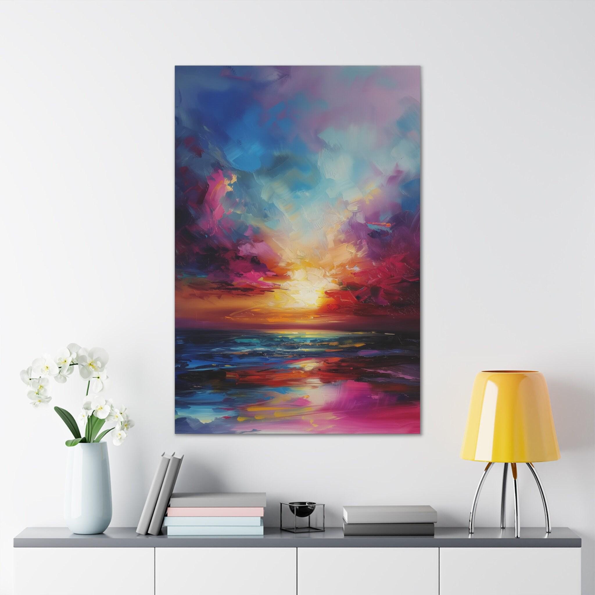 Colorful Sunset Wall Art - Vibrant Abstract Landscape for Cozy Spaces