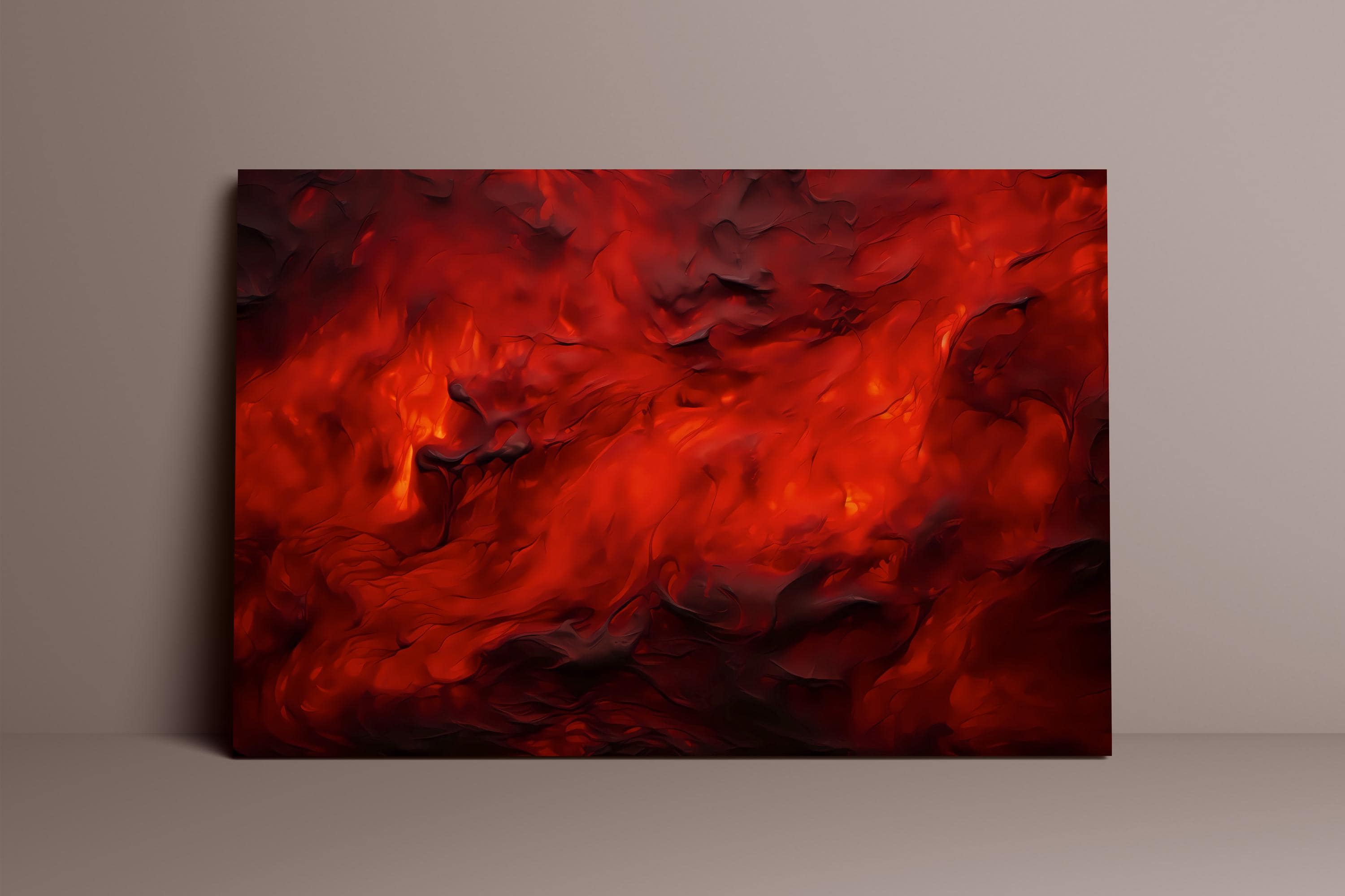Fiery Essence: Red & Orange Abstract Art | Vibrant, Energetic Wall Decor
