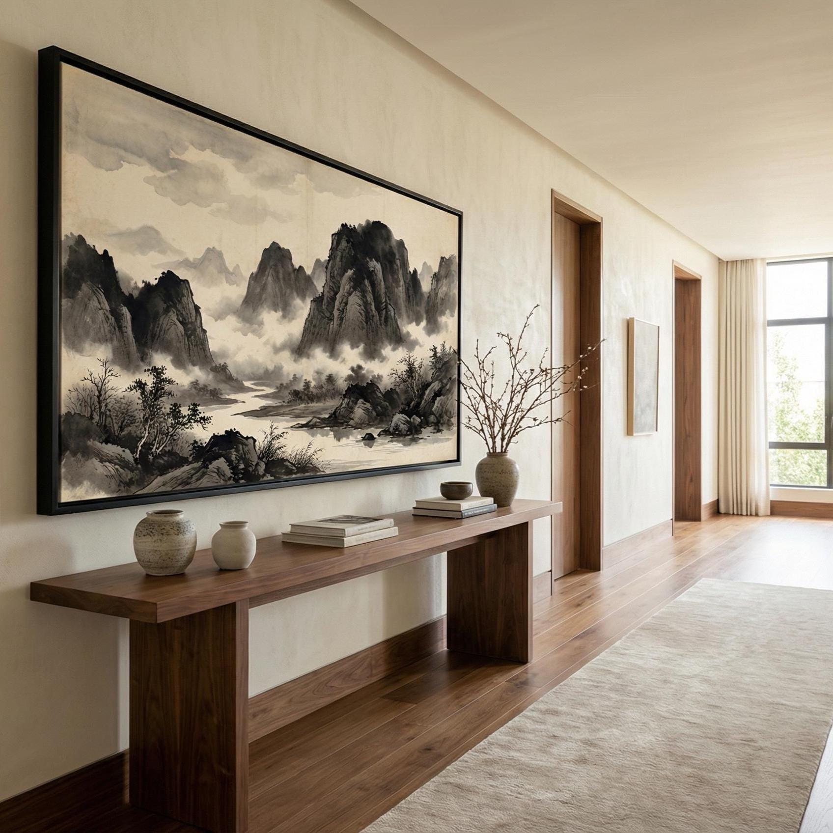 Japanese Mountain Wall Art - Nature Landscape Print for Home