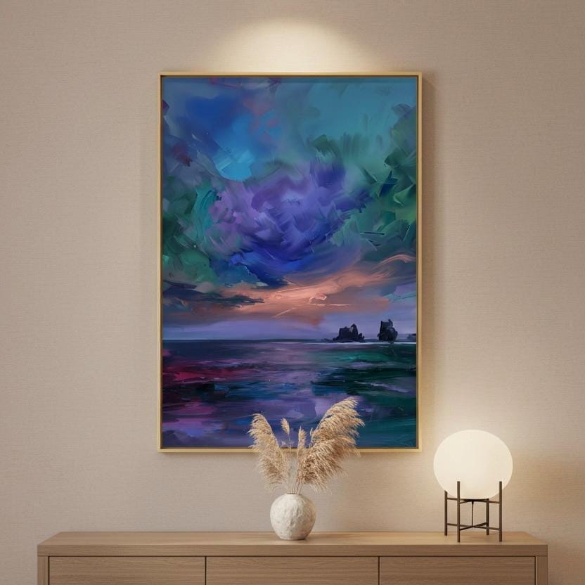 Sunset Sky Art Print - Vibrant Landscape Decor With Fiery Orange & Dramatic Clouds