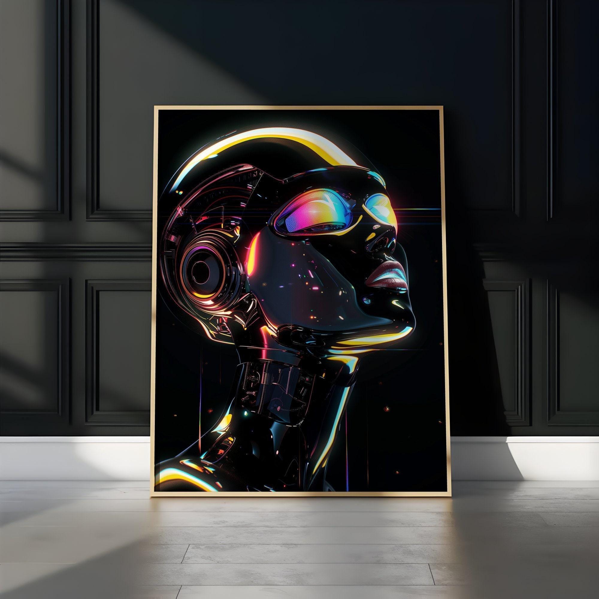 Android's Contemplation Wall Art: Minimalist Celestial Canvas Print