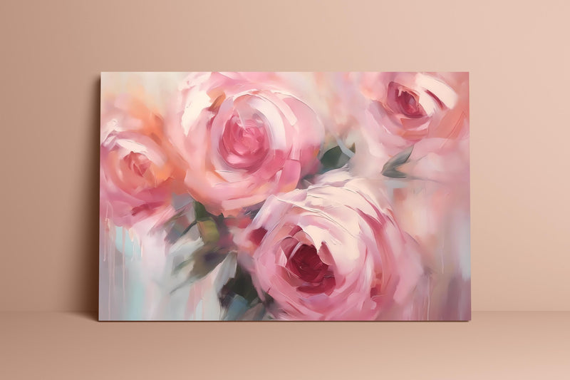 Abstract Pink Floral Art - Pastel Floral Print | Romantic Wall Decor, Framed Matte Print