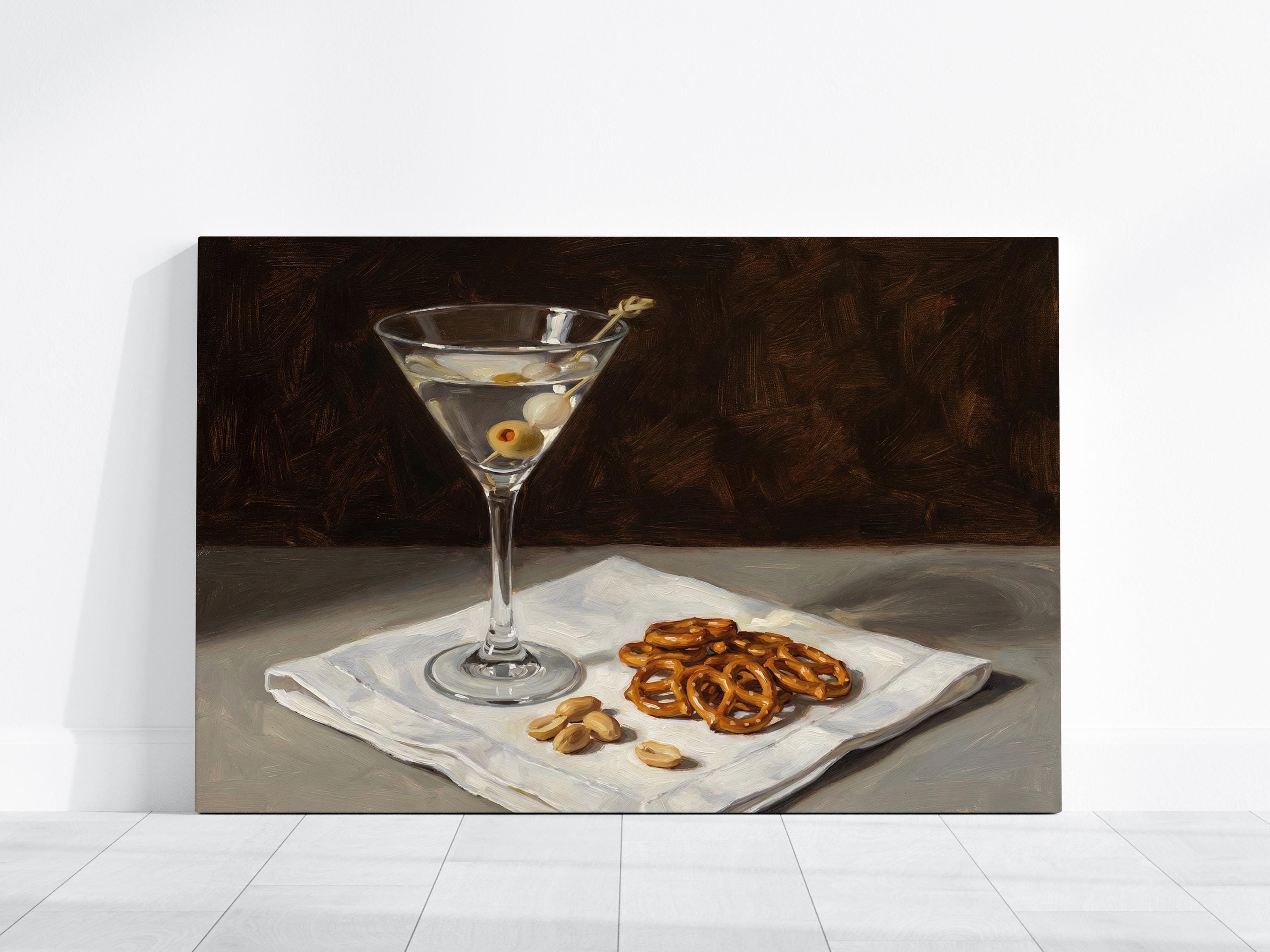 Dirty Martini Wall Decor: Moody Bar Cart Scene (Print or Canvas)