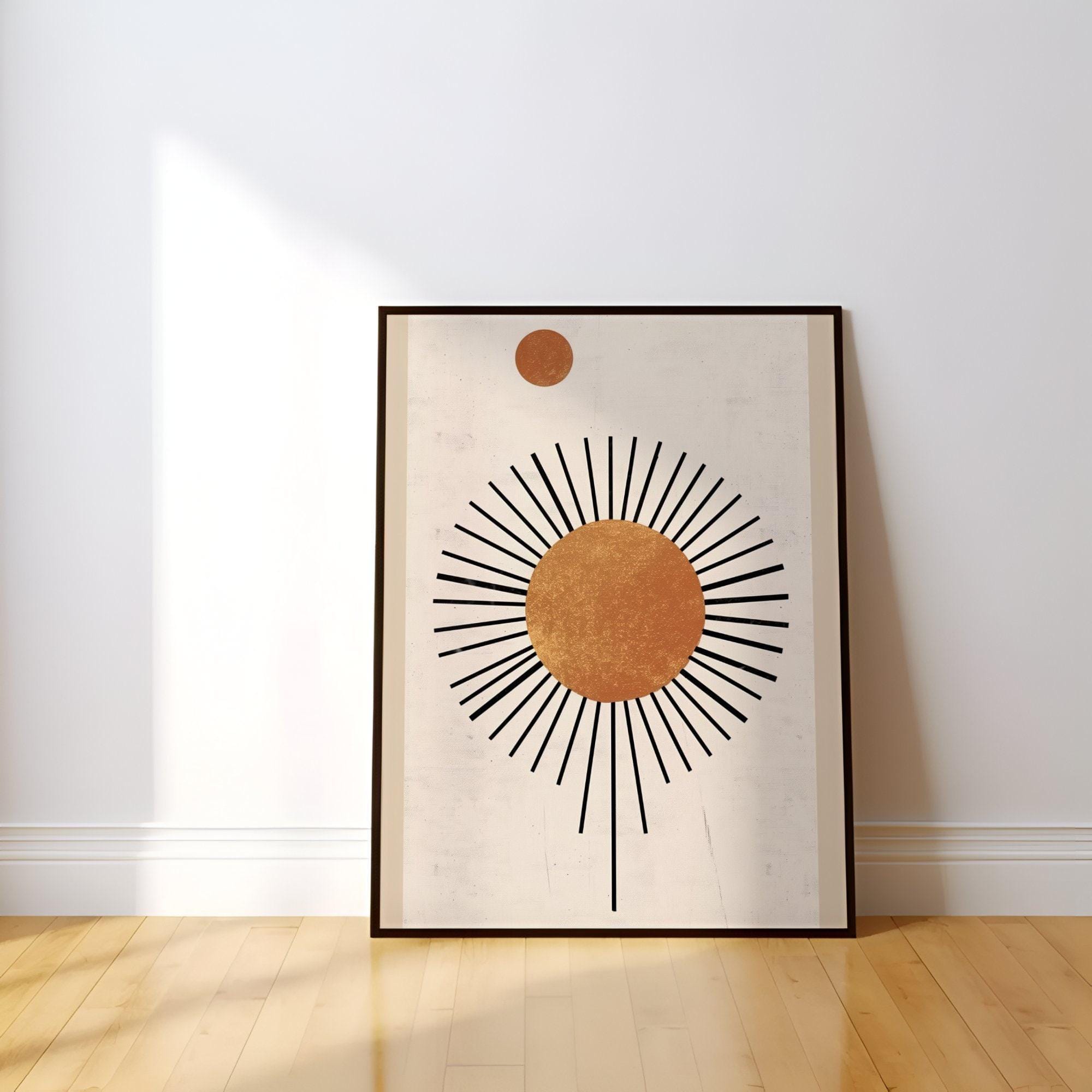 Abstract Sun Illustration: Boho Geometric Design - Minimalist Wall Art