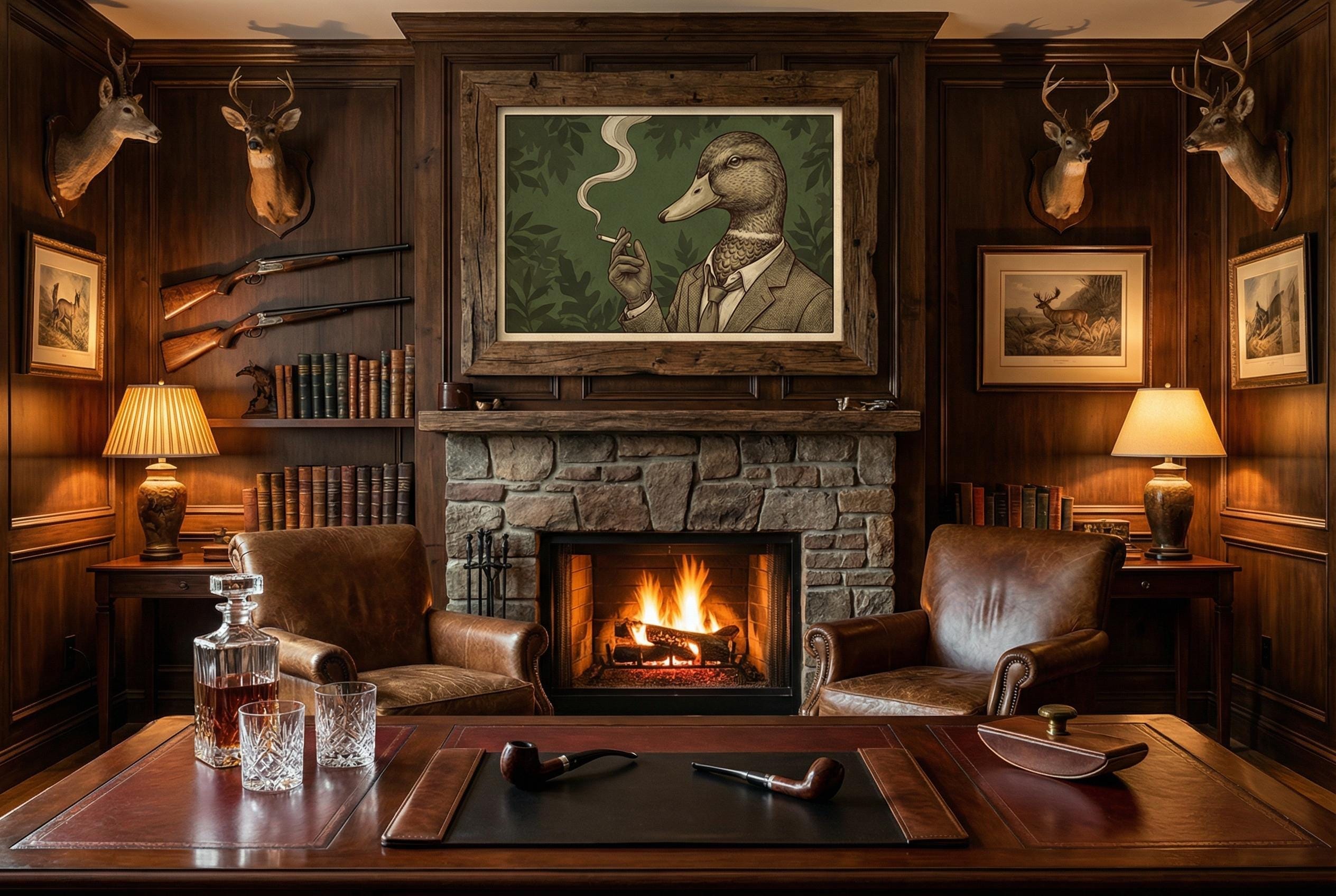 Duck Smoking in Tux Wall Art - Mystical Animal Home Decor