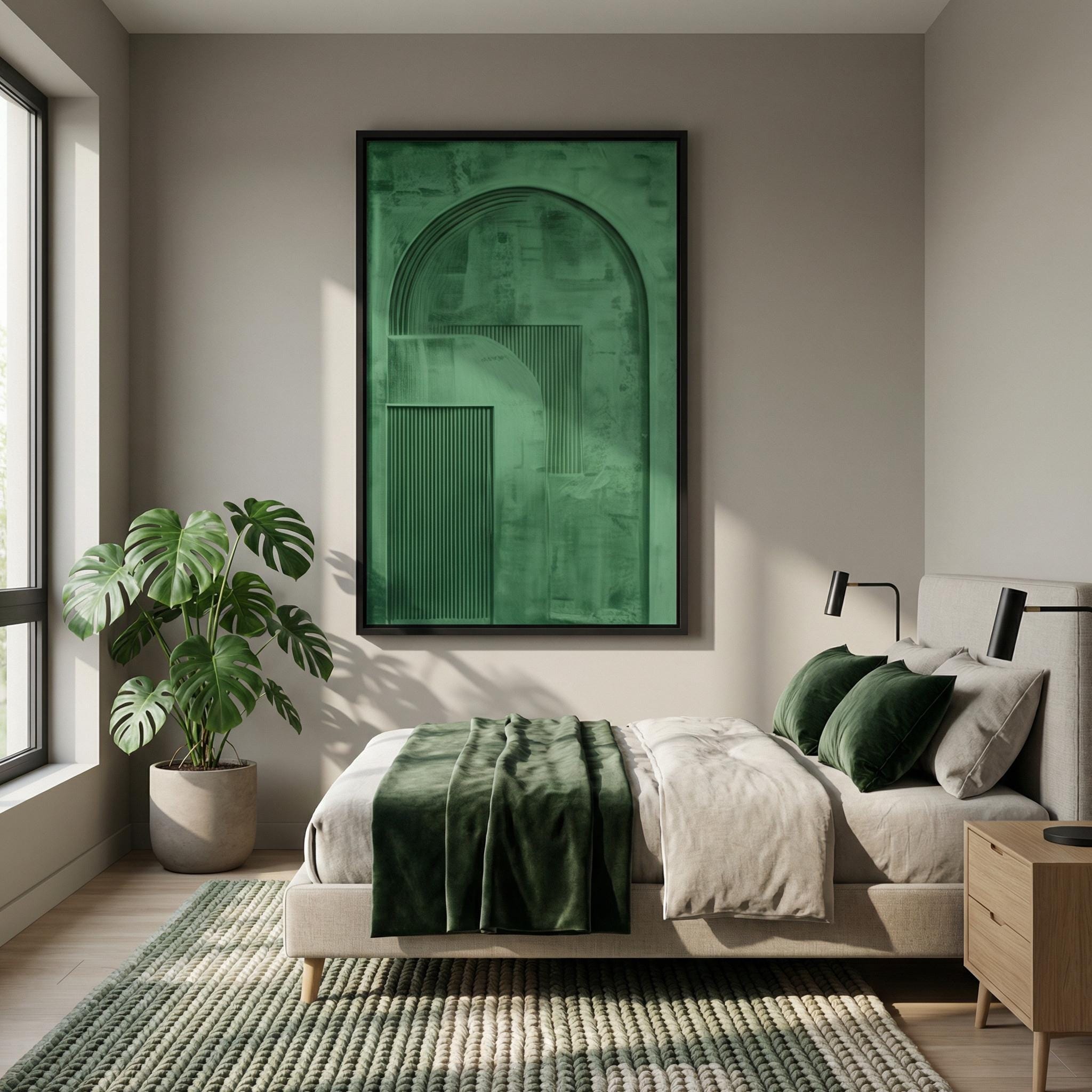 Green Abstract Canvas Print: Minimalist Arch Art - Modern Farmhouse