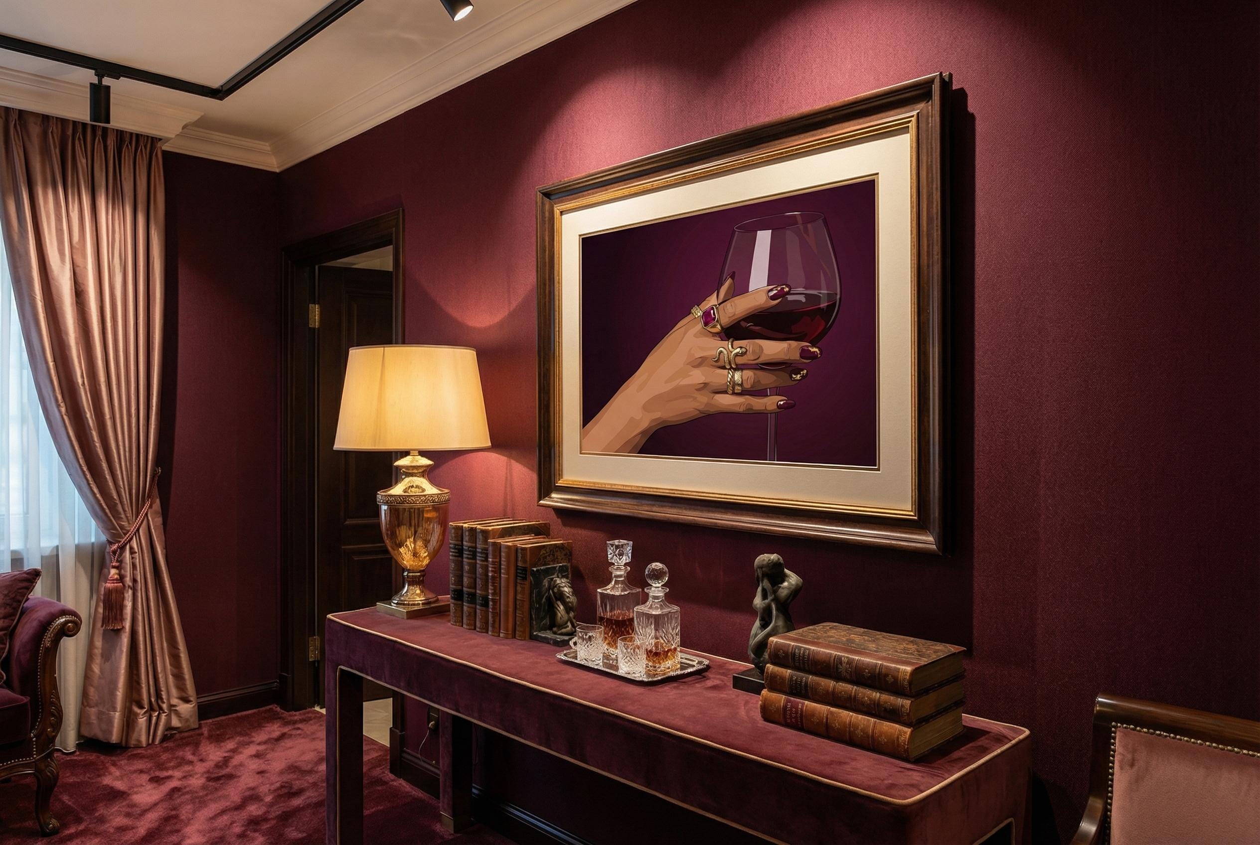Cup of Wine Wall Art Print: Modern Home and Bar Decor