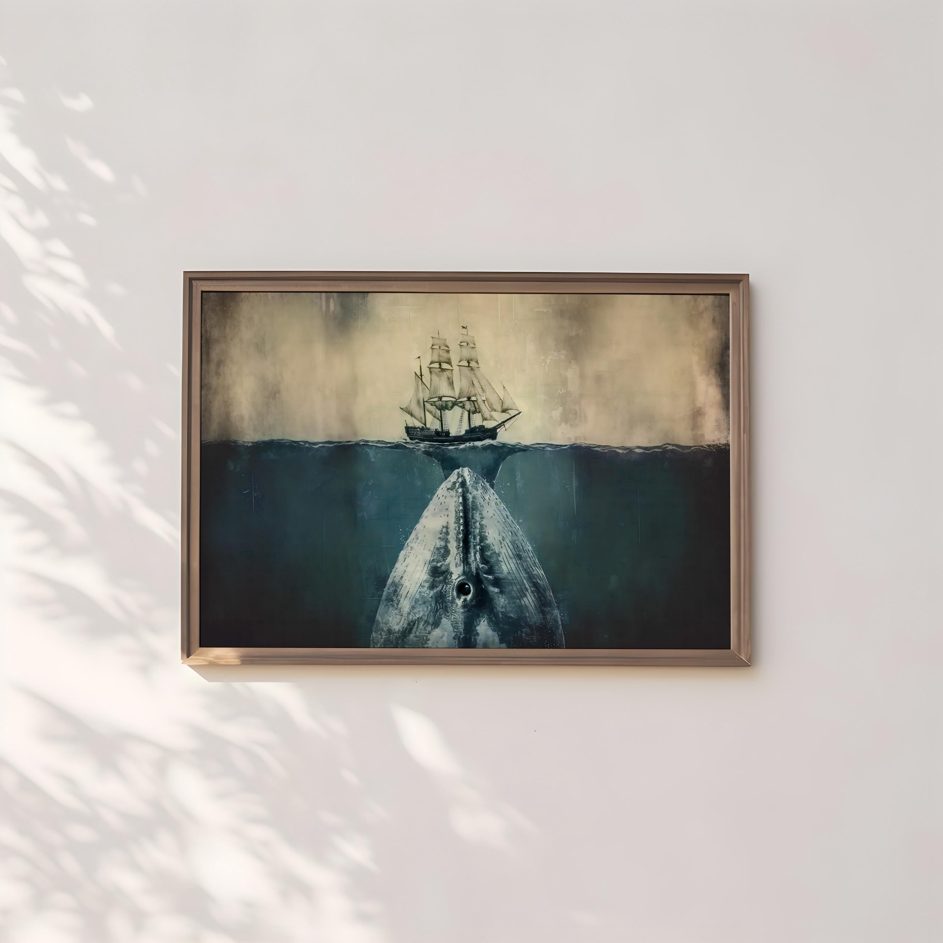 The Leviathan: Whale & Sailing Ship Art | Moody, Mysterious & Contemplative Ocean Decor