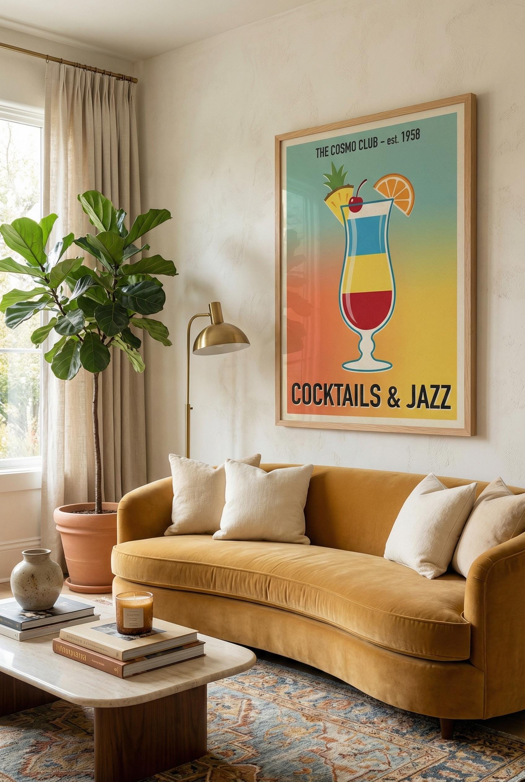 Cocktails & Jazz Print: Stylish Bar Decor (Matte or Canvas)