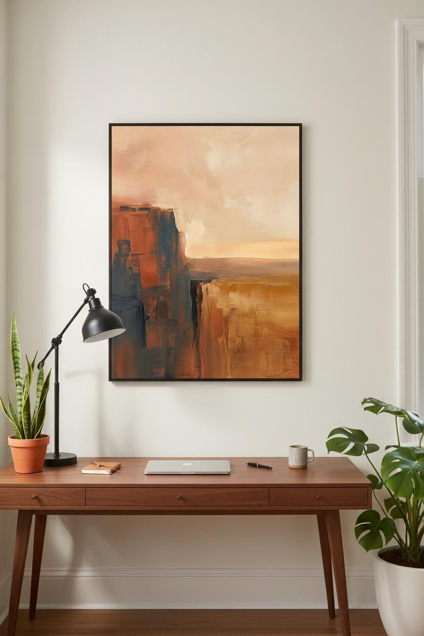 Desert Canyon Art Print - Southwest Wall Decor | Terracotta Cliff Minimalist Landscape