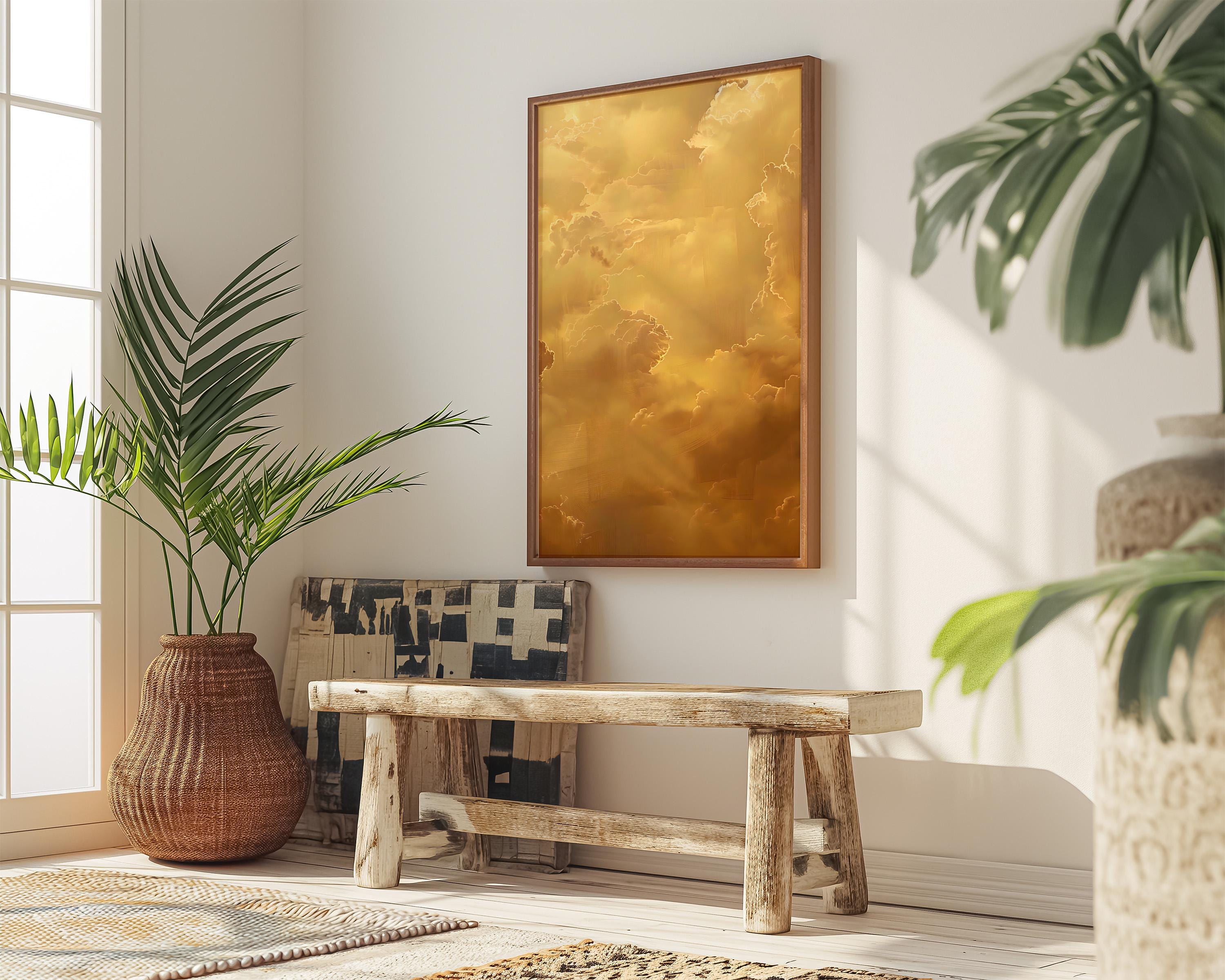The Golden Firmament: Ethereal & Majestic Golden Cloudscape | Serene & Uplifting Sky Art