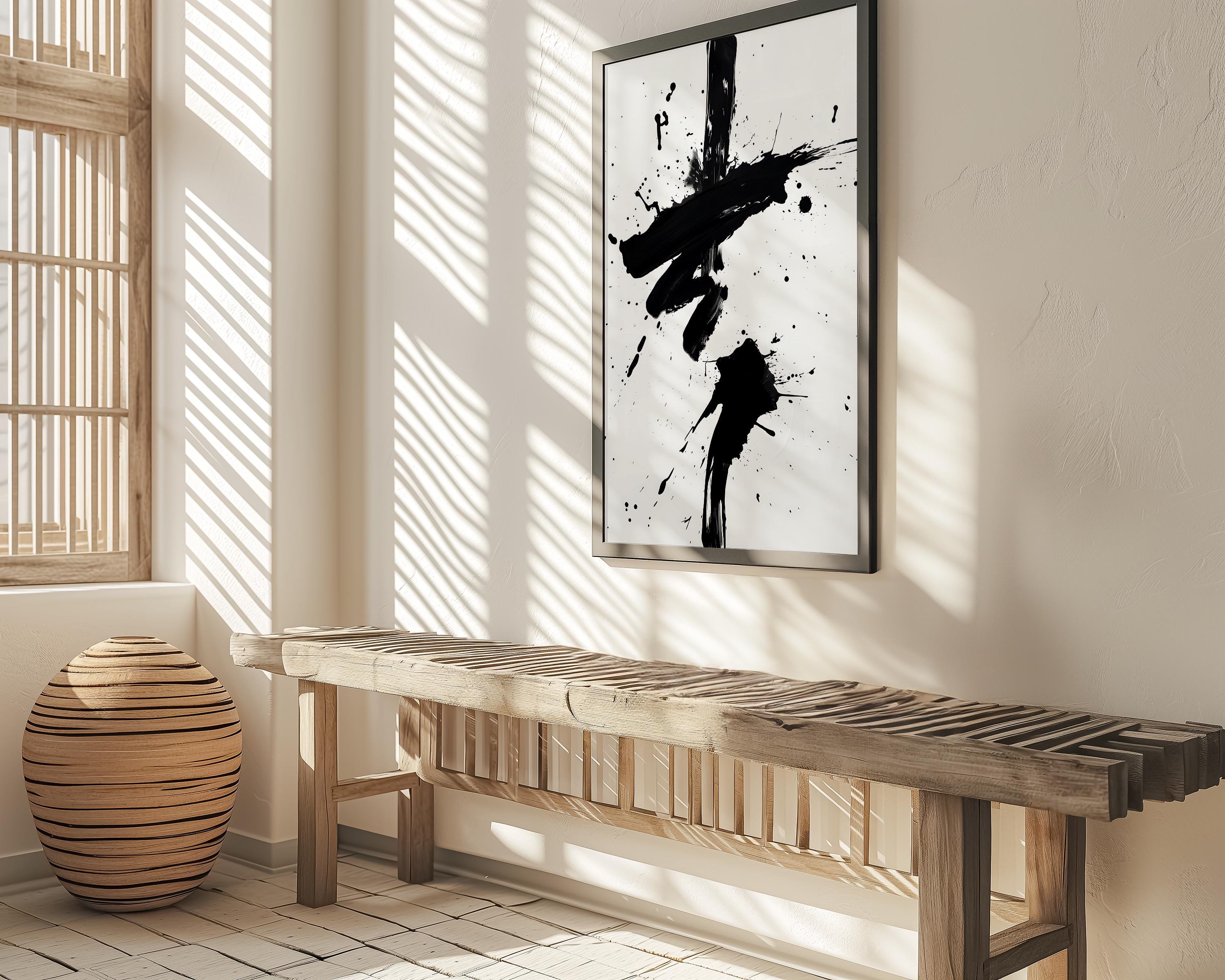 Emerald Peacock Wall Art: Minimalist Japanese-Inspired Green Decor