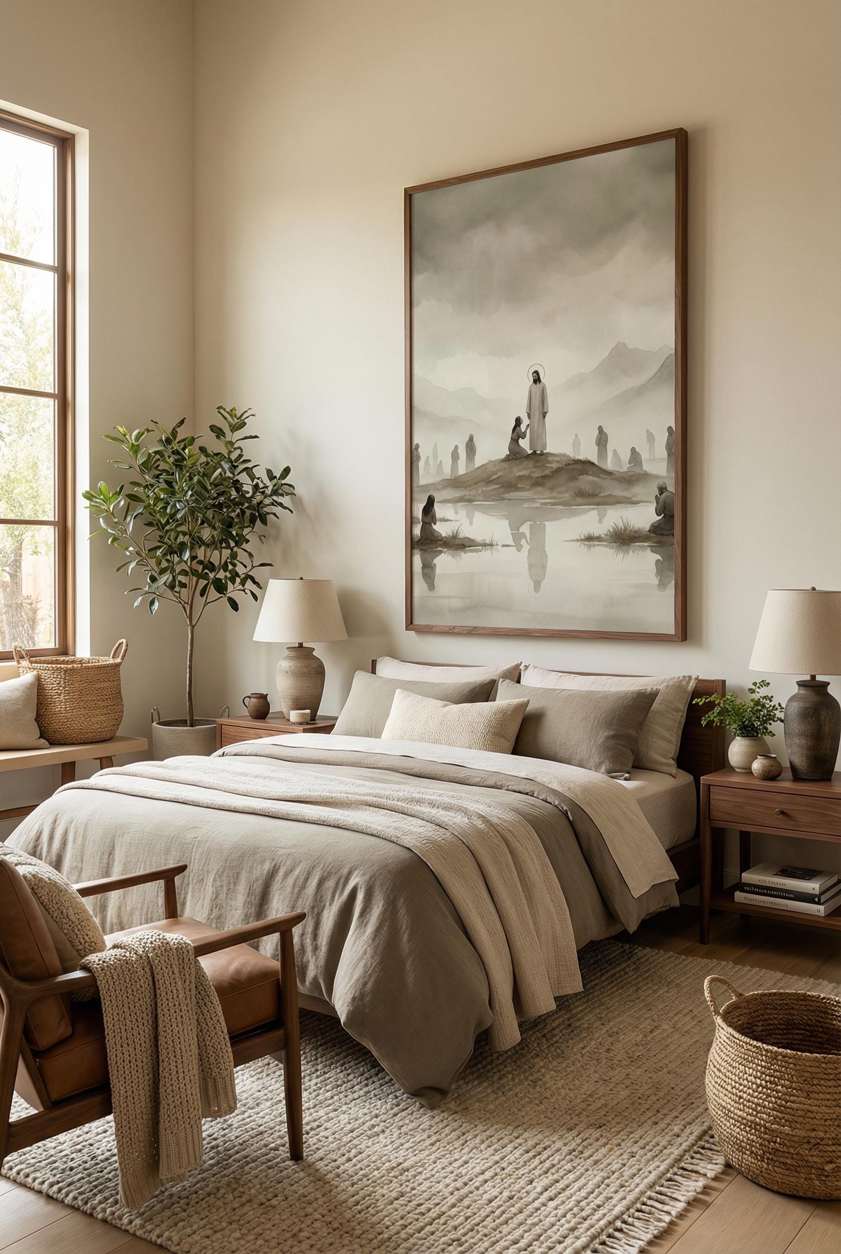 Christian Jesus Wall Art - Floral Design for Living Spaces