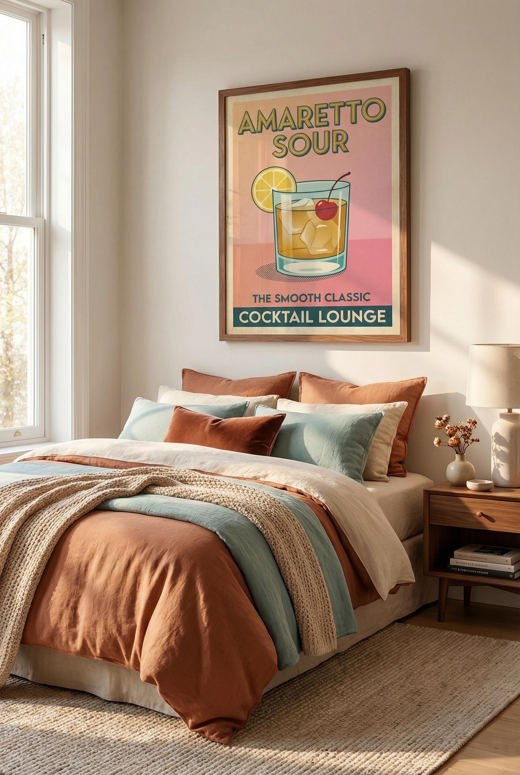 Amaretto Sour Wall Art Print: Modern Cocktail Home Decor
