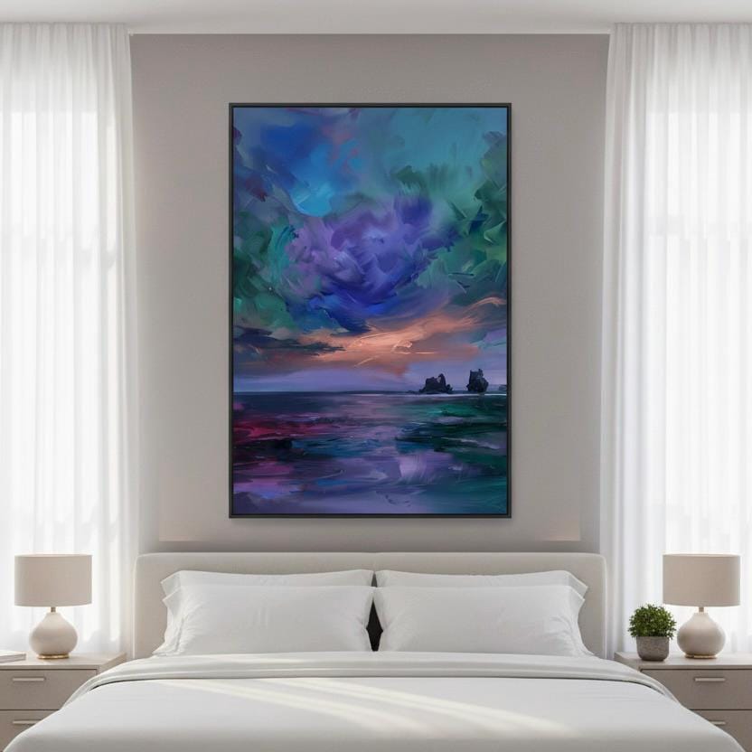 Sunset Sky Art Print - Vibrant Landscape Decor With Fiery Orange & Dramatic Clouds