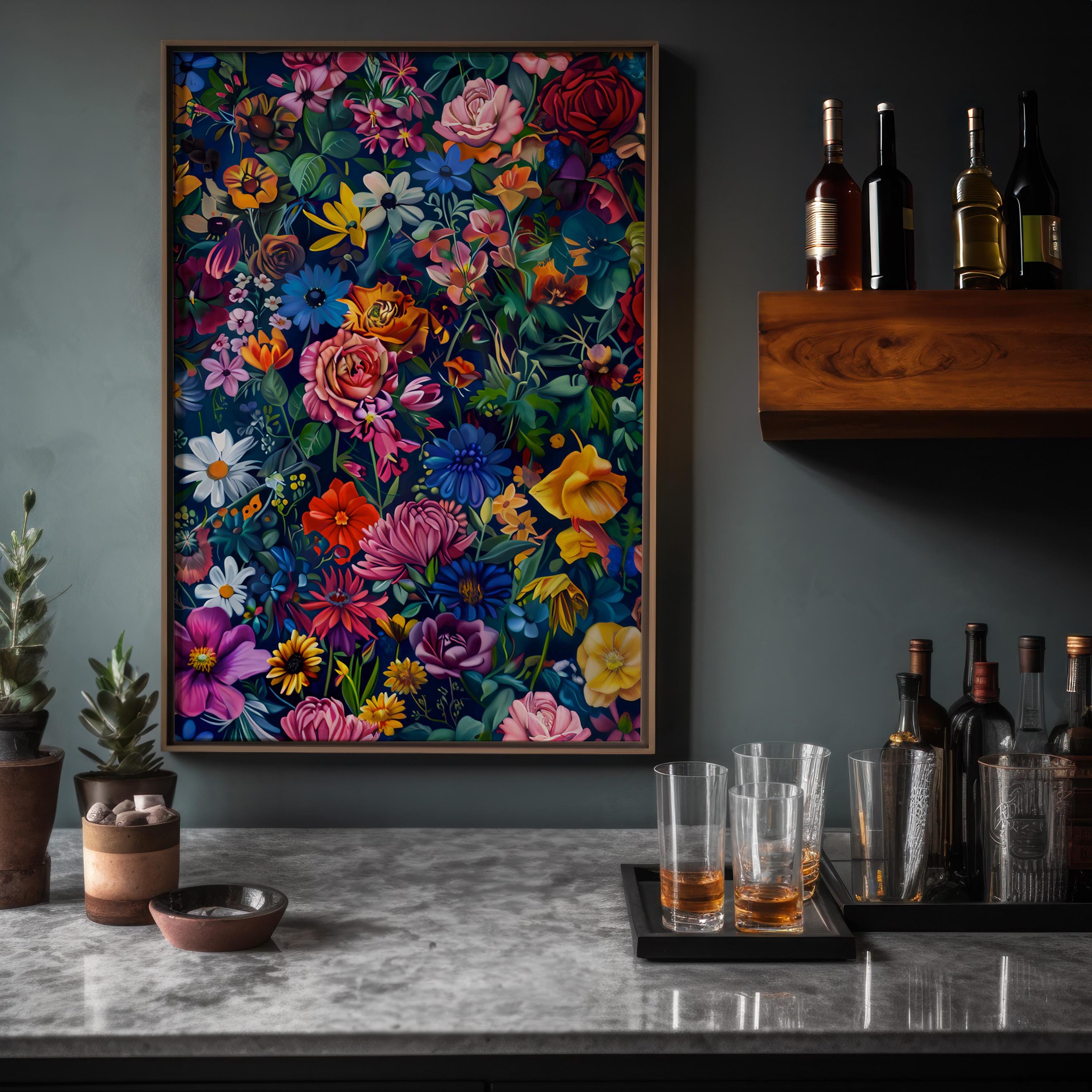 Vibrant Floral Bouquet Canvas Art | Elegant Botanical Still Life Wall Decor