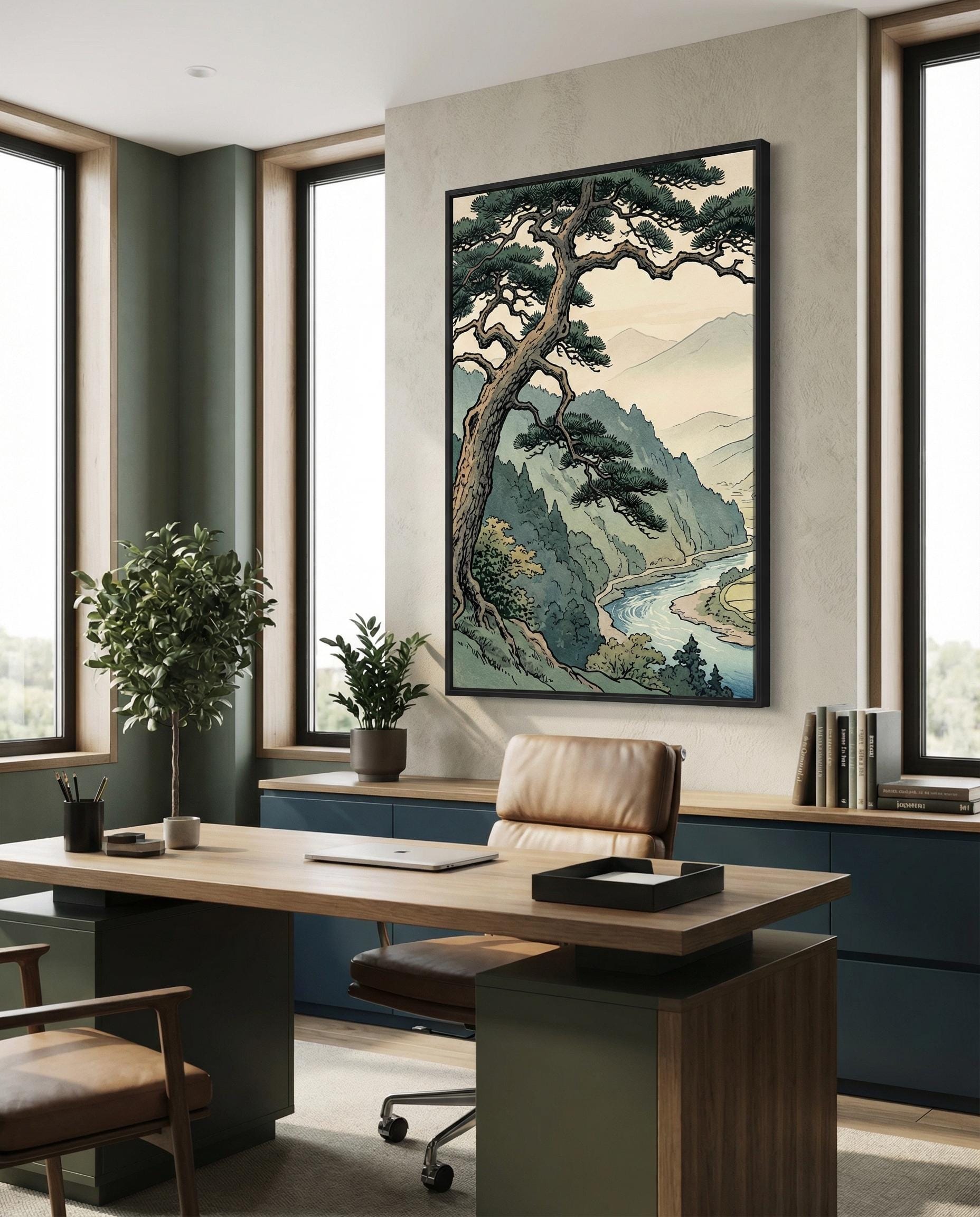 Wall Art Print: Japanese Tree Landscape - Matte or Canvas Options