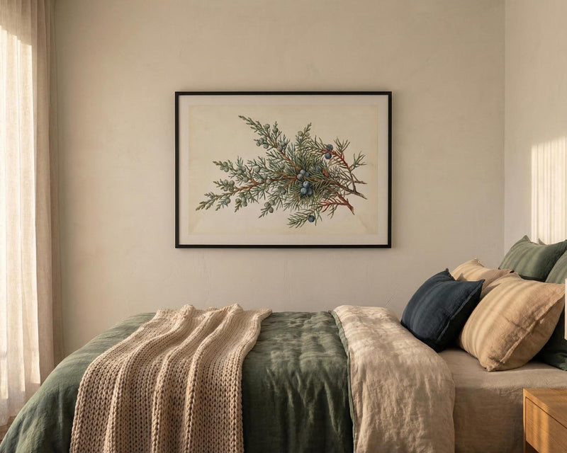 Juniper Berry Wall Art: Vintage Botanical Print (Framed or Canvas)